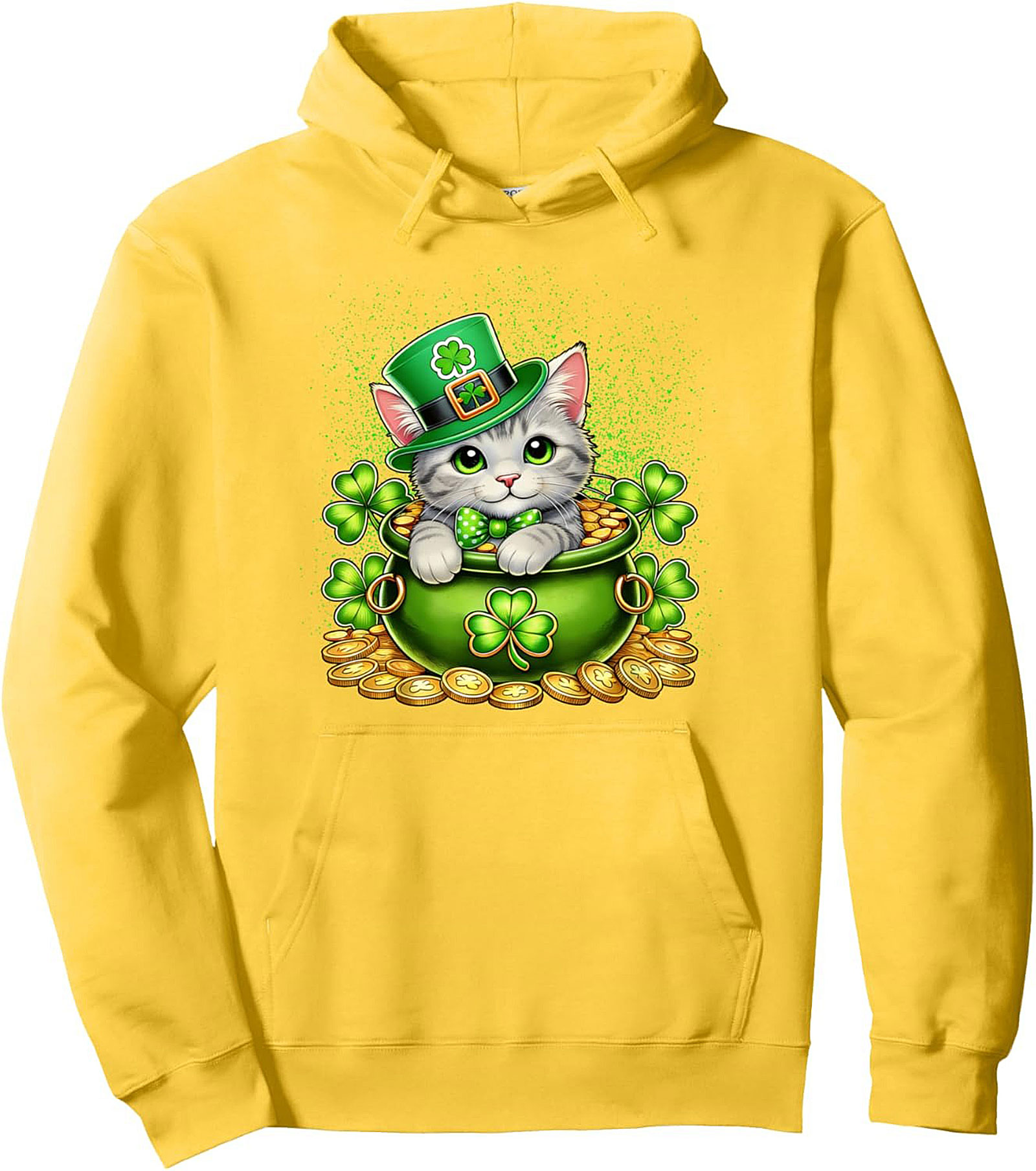 Lucky Cat St. Patrick’s Day Graphic Pullover Hoodie