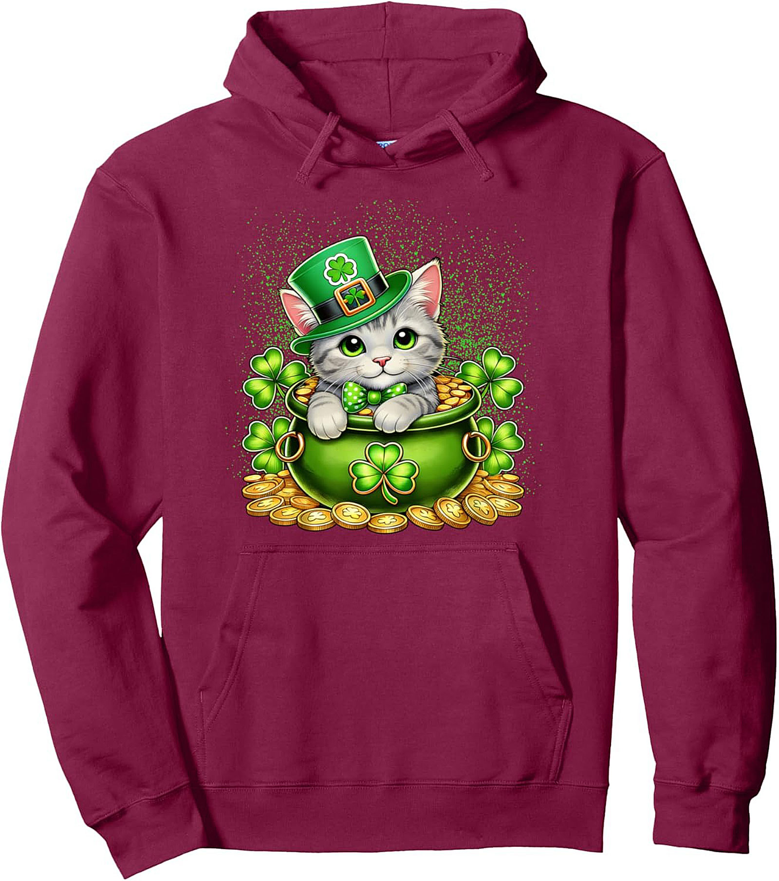 Lucky Cat St. Patrick’s Day Graphic Pullover Hoodie