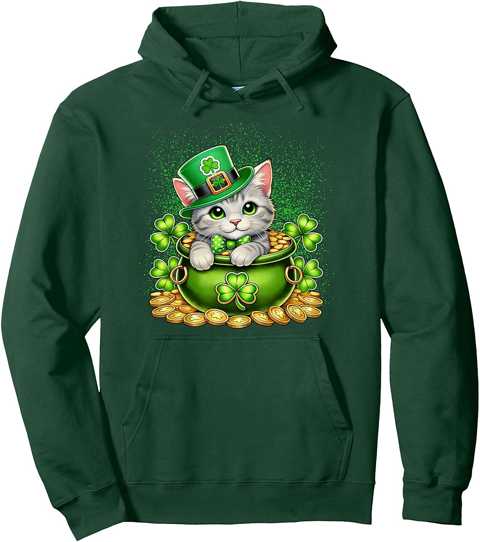 Lucky Cat St. Patrick’s Day Graphic Pullover Hoodie