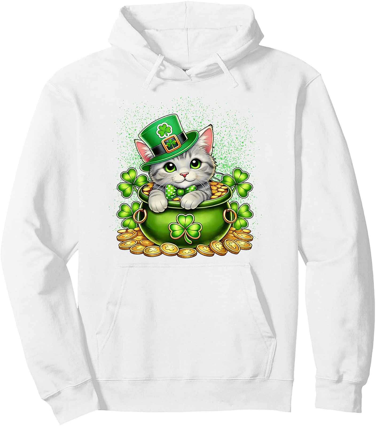 Lucky Cat St. Patrick’s Day Graphic Pullover Hoodie