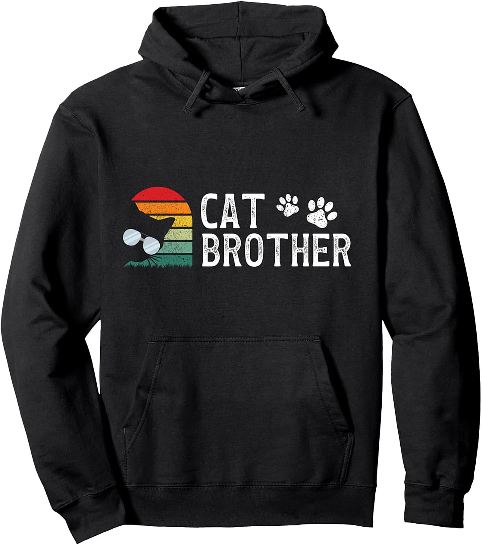 Cat Brother Retro Graphic Hoodie Cozy Unisex Pullover