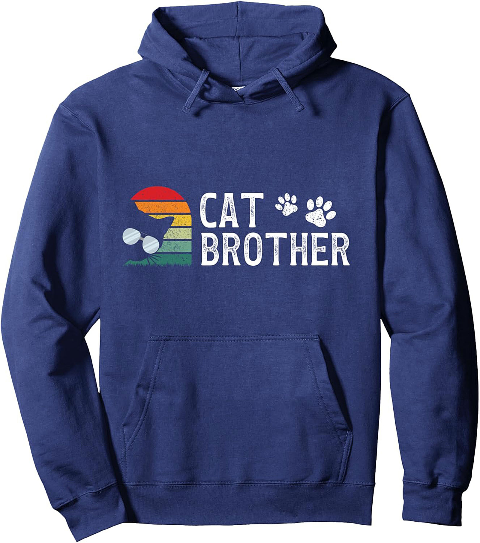Cat Brother Retro Graphic Hoodie Cozy Unisex Pullover