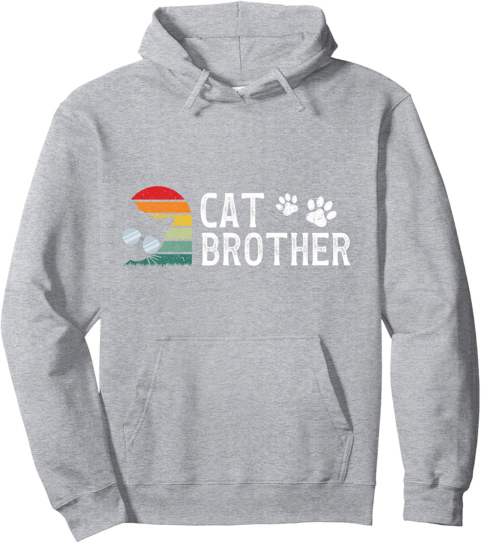 Cat Brother Retro Graphic Hoodie Cozy Unisex Pullover