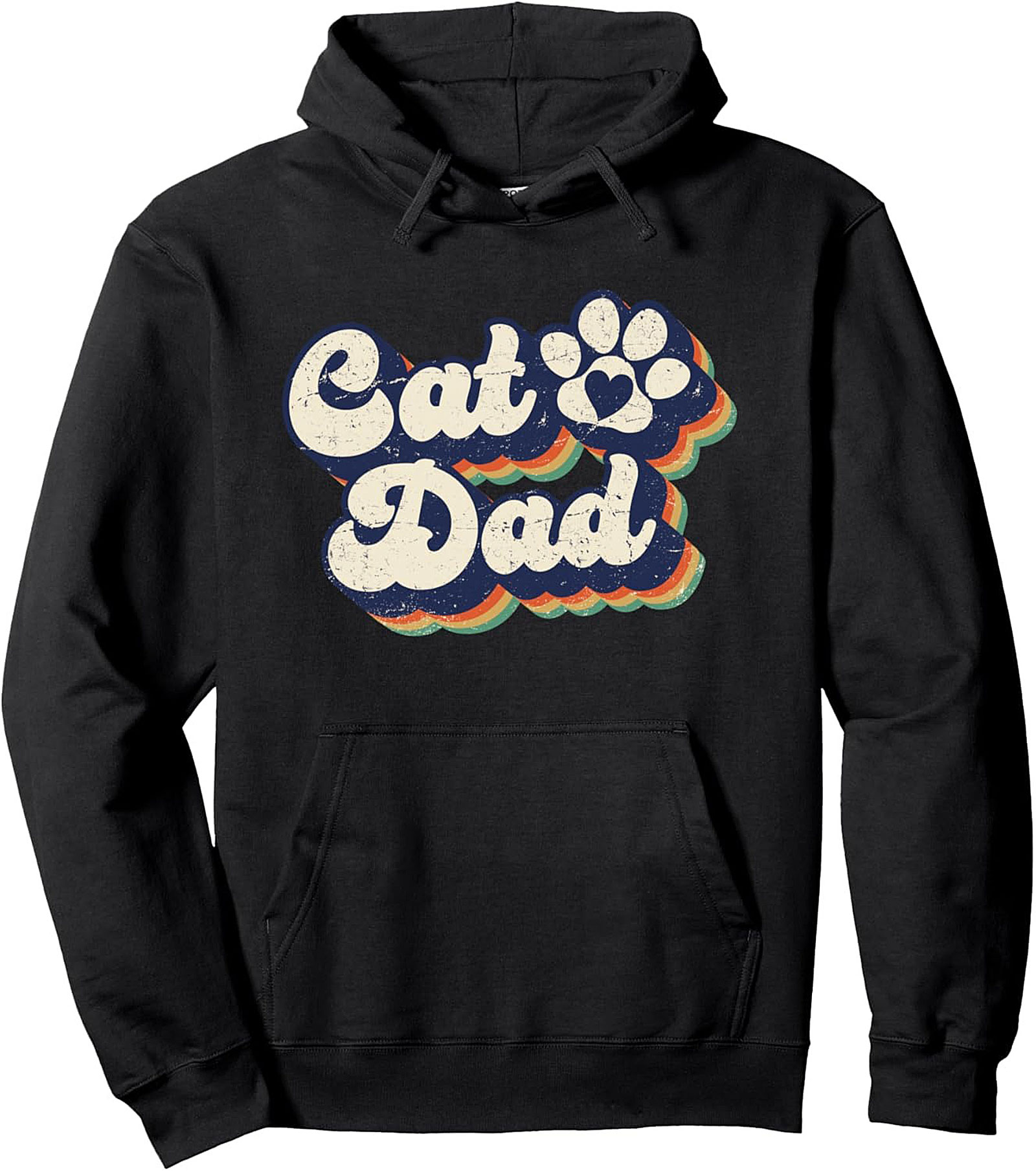 Retro Cat Dad Pullover Hoodie Vintage Graphic Fleece