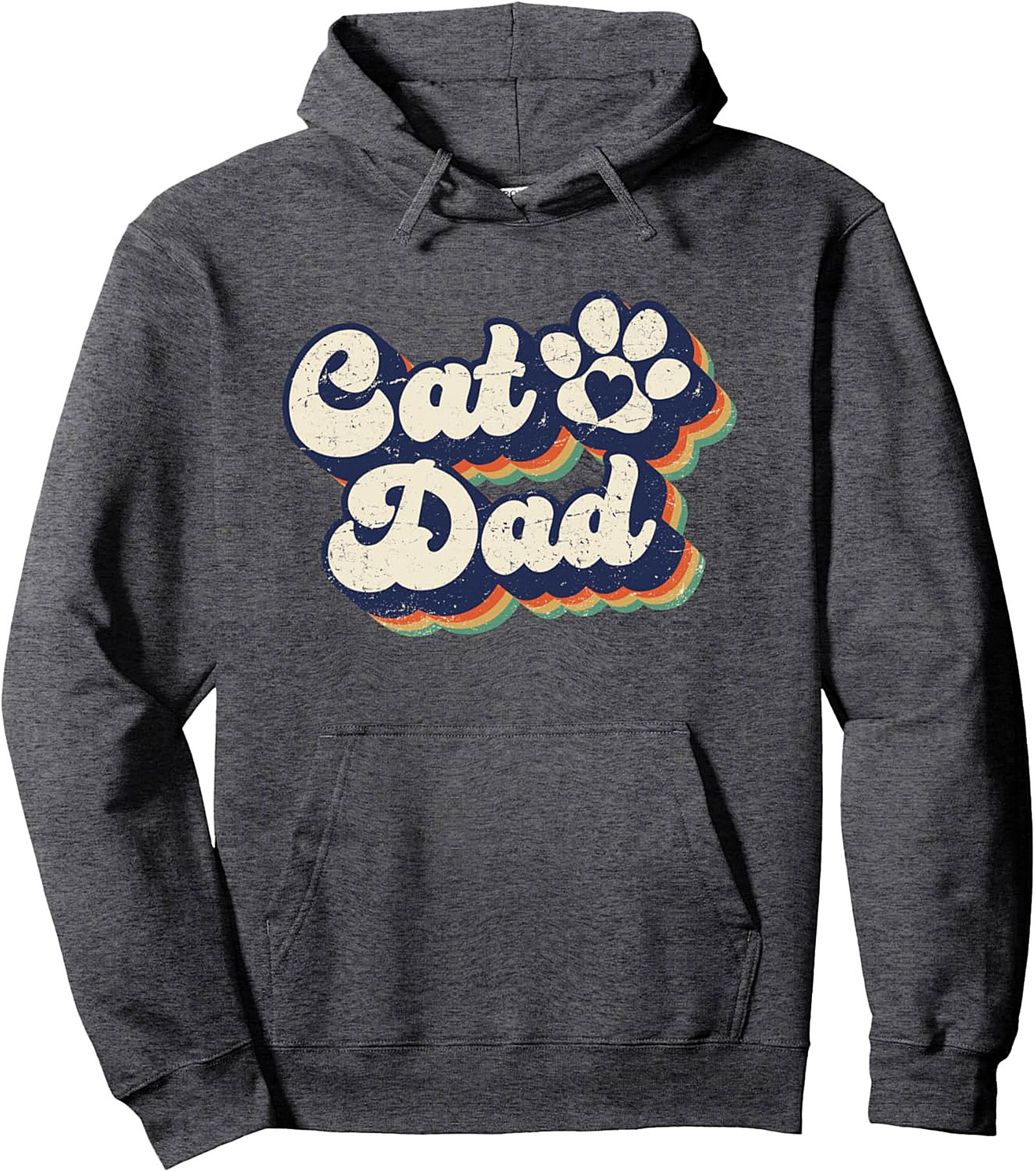 Retro Cat Dad Pullover Hoodie Vintage Graphic Fleece
