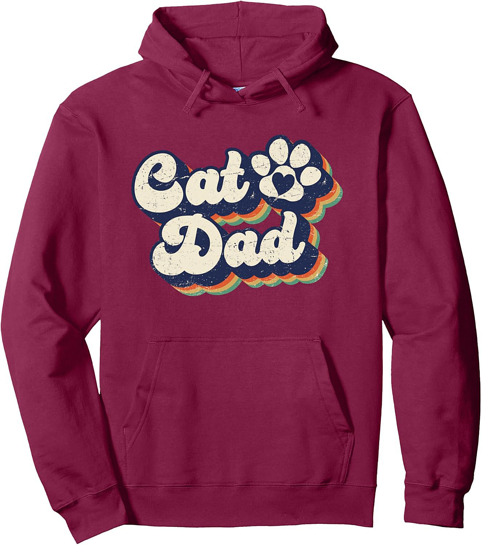 Retro Cat Dad Pullover Hoodie Vintage Graphic Fleece