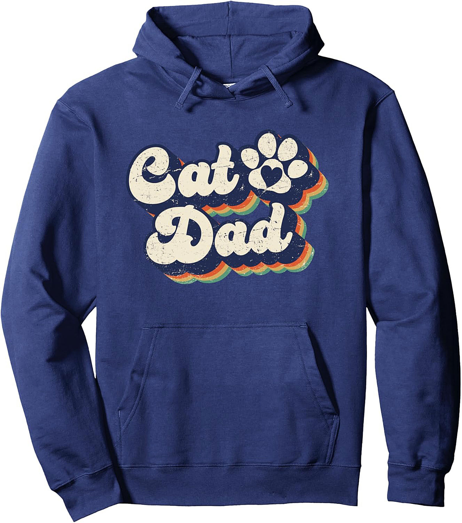 Retro Cat Dad Pullover Hoodie Vintage Graphic Fleece