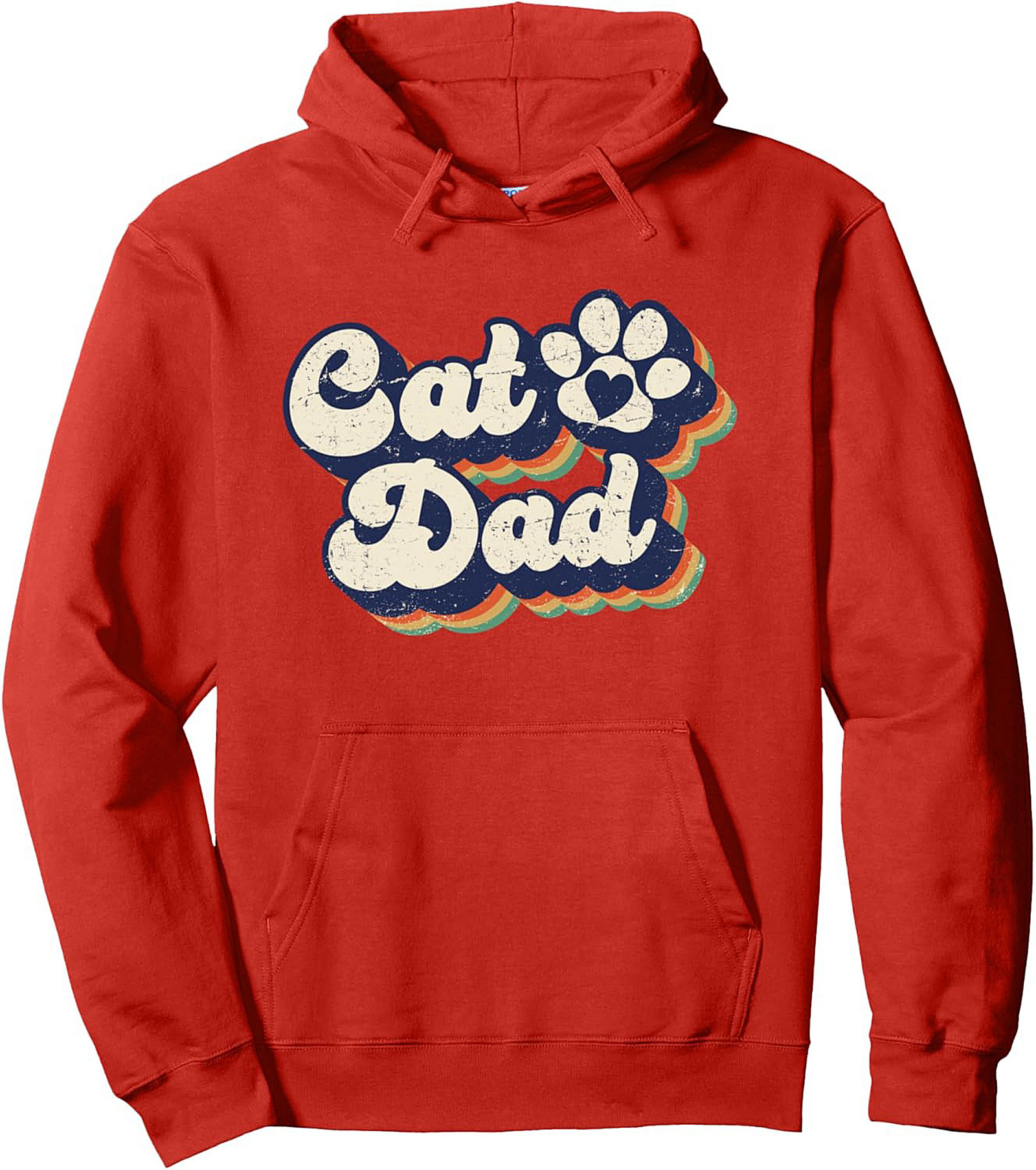 Retro Cat Dad Pullover Hoodie Vintage Graphic Fleece