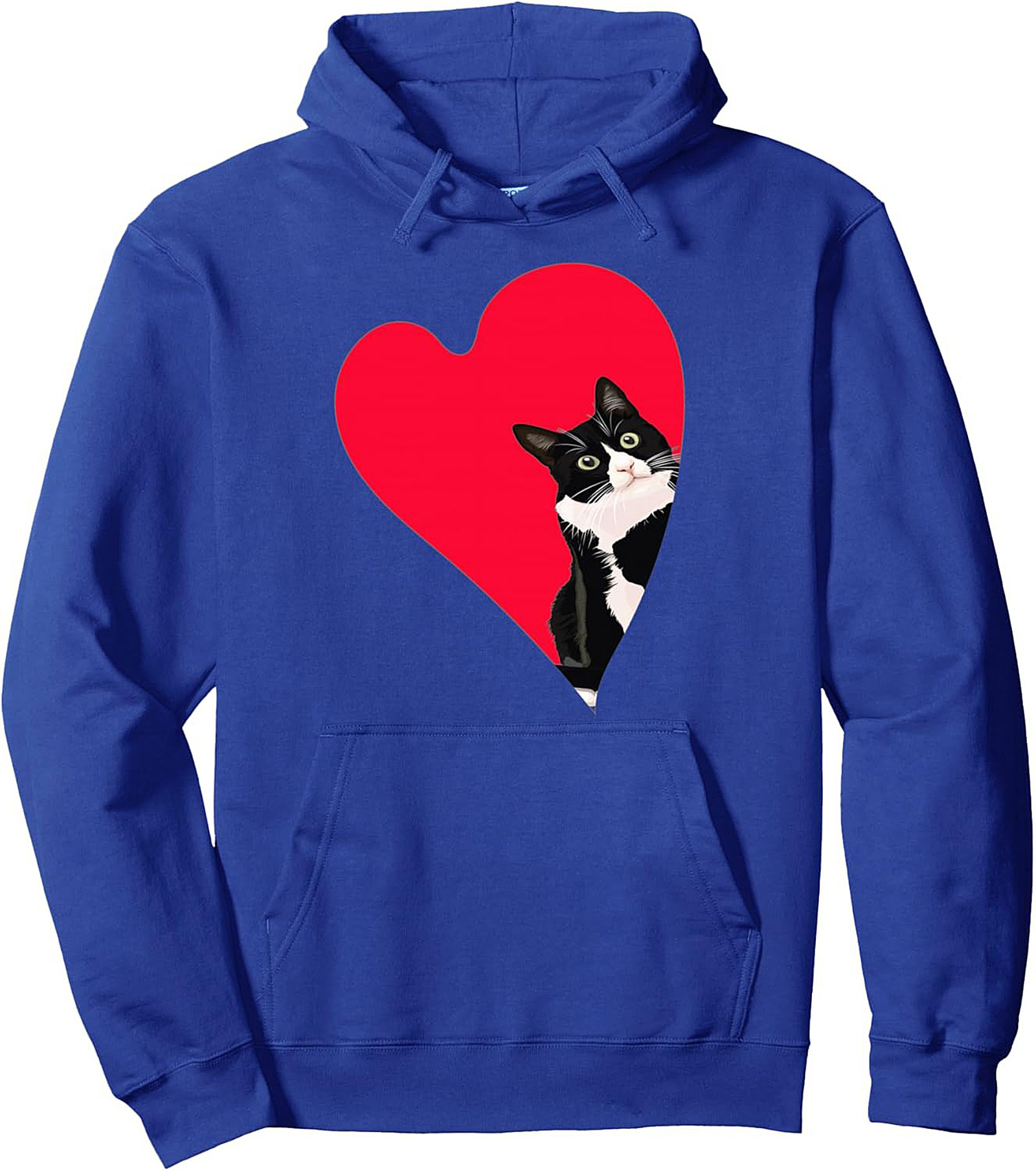 Tuxedo Cat Lover Pullover Hoodie - Cozy Heart Graphic