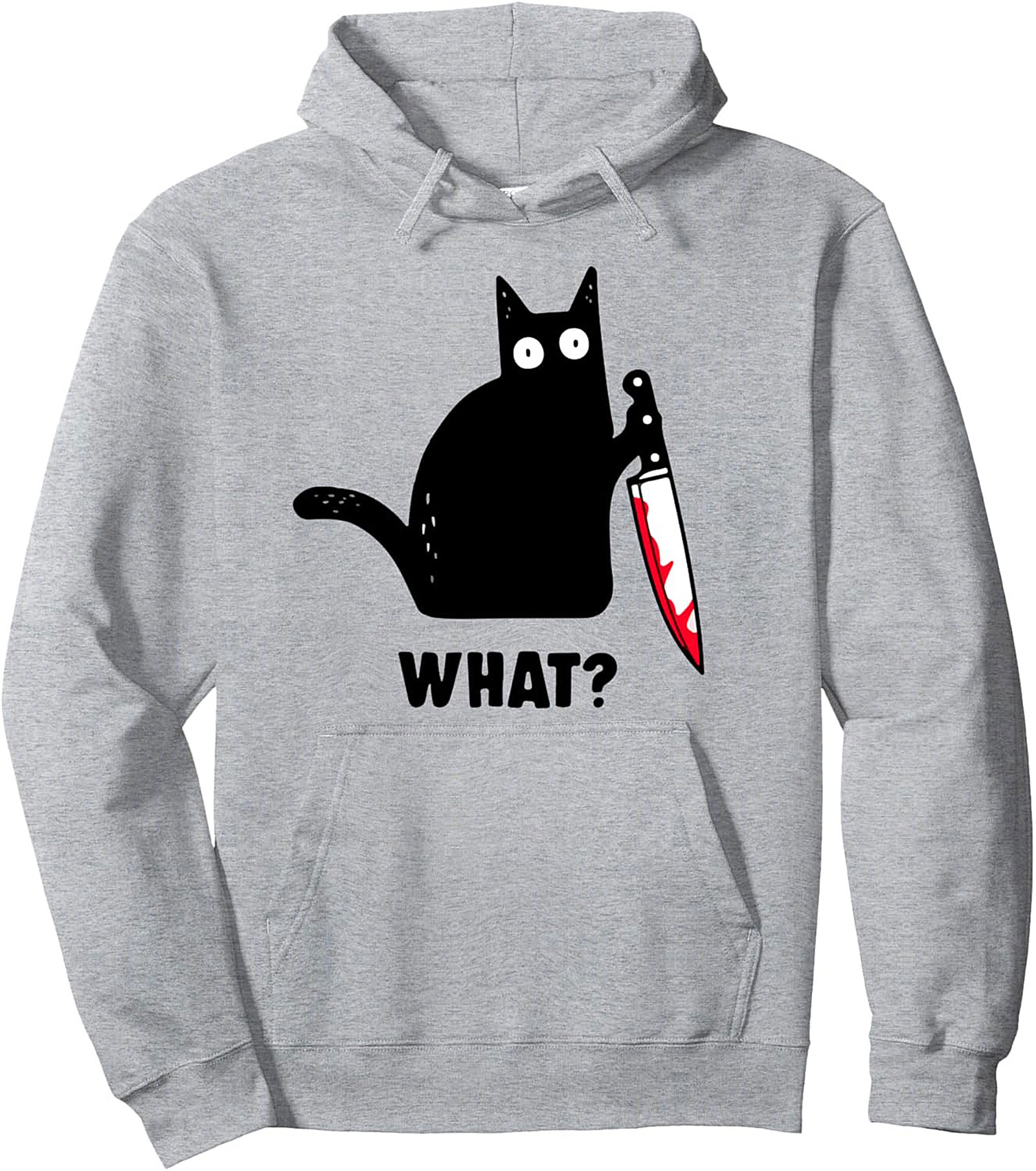 Funny Killer Cat Graphic Hoodie – Black Cat Knife Pullover