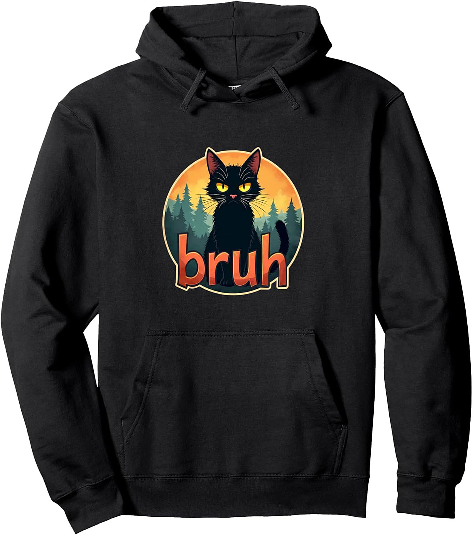 Sarcastic Cat Bruh Graphic Hoodie Cozy Pullover