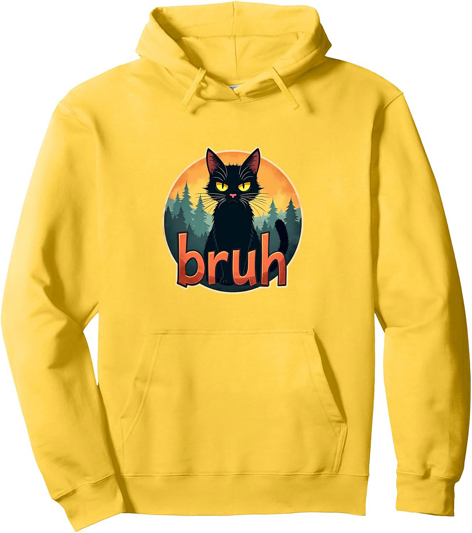 Sarcastic Cat Bruh Graphic Hoodie Cozy Pullover