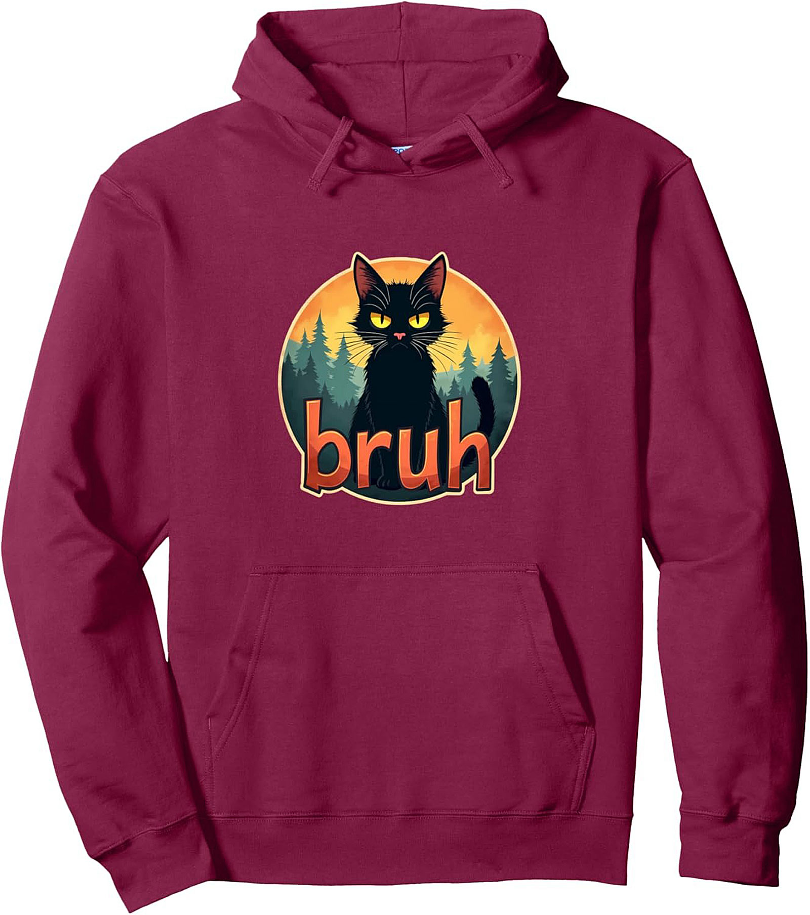 Sarcastic Cat Bruh Graphic Hoodie Cozy Pullover
