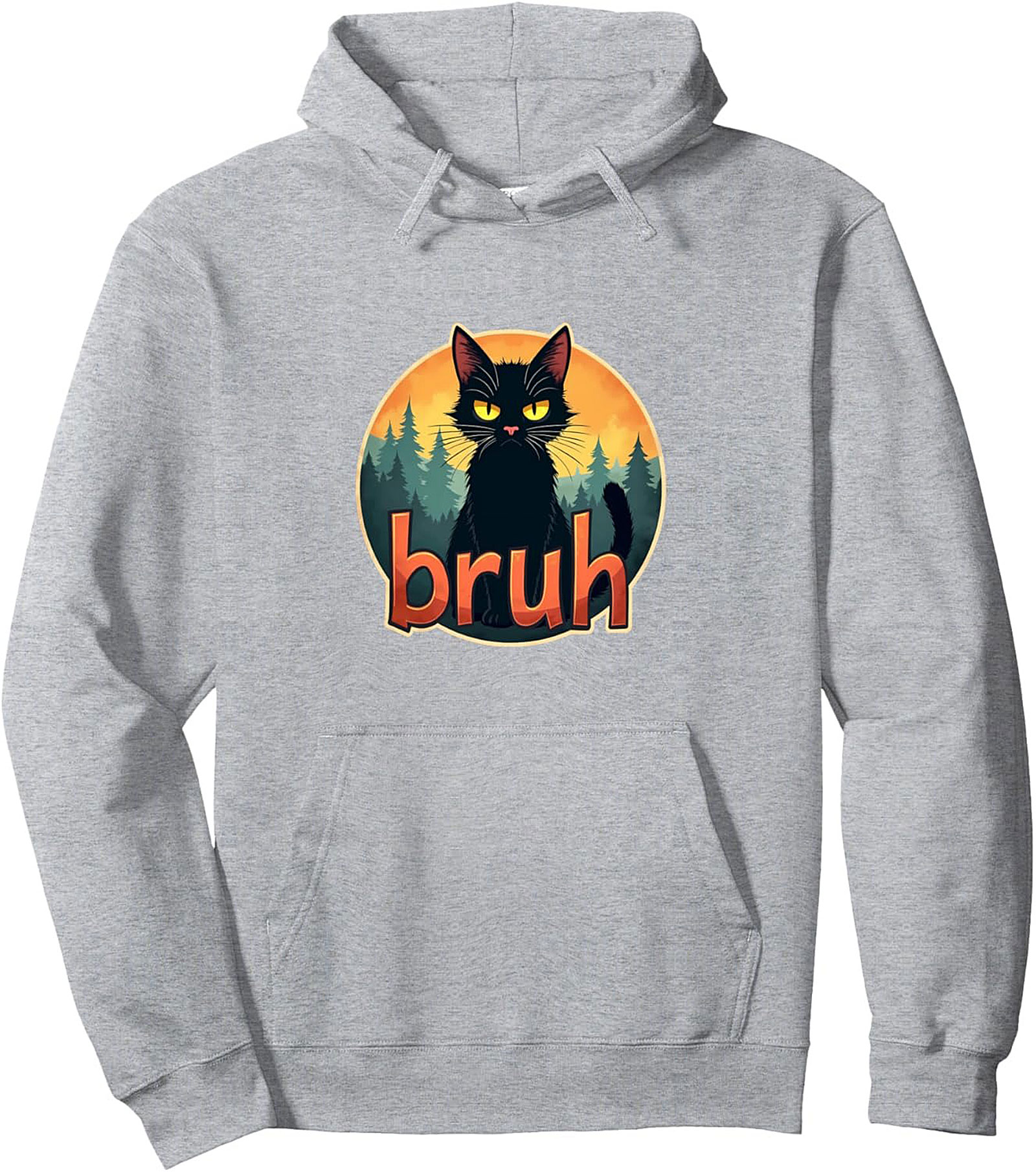 Sarcastic Cat Bruh Graphic Hoodie Cozy Pullover