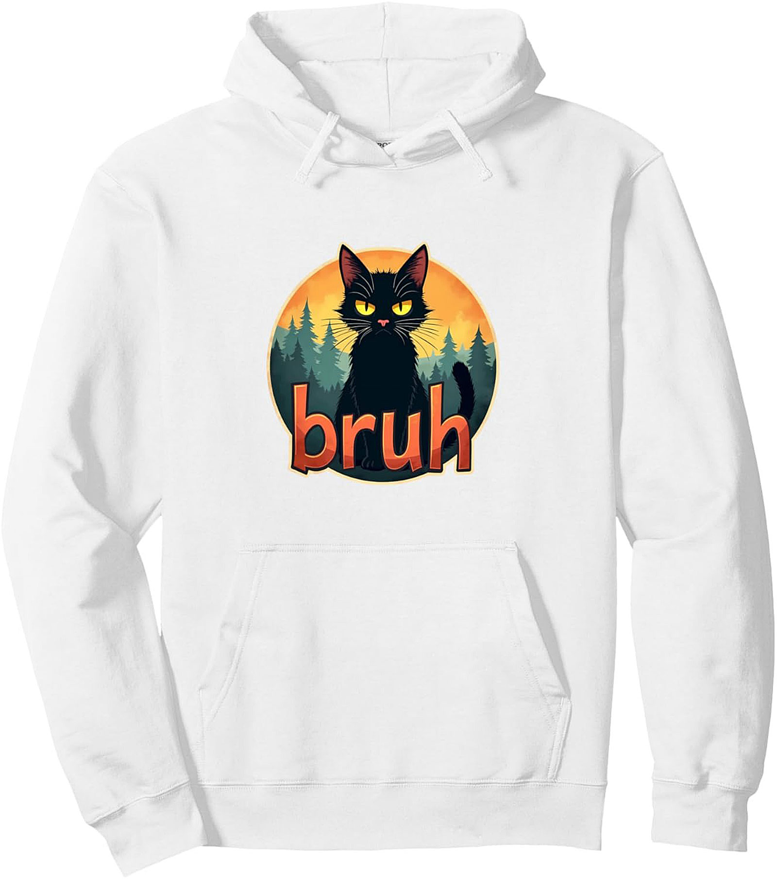Sarcastic Cat Bruh Graphic Hoodie Cozy Pullover