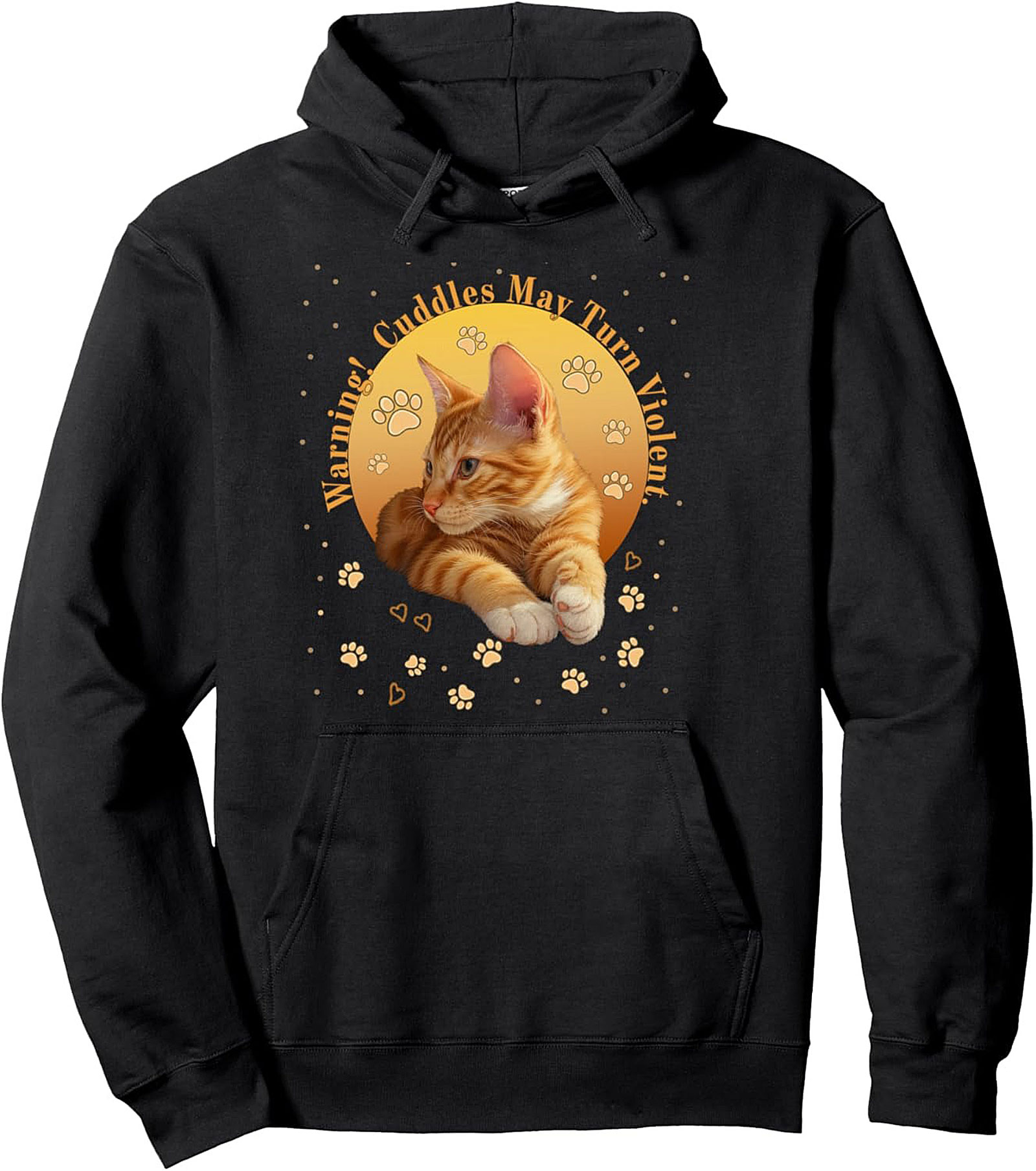 Funny Ginger Cat Graphic Hoodie Cozy Pullover Gift Idea