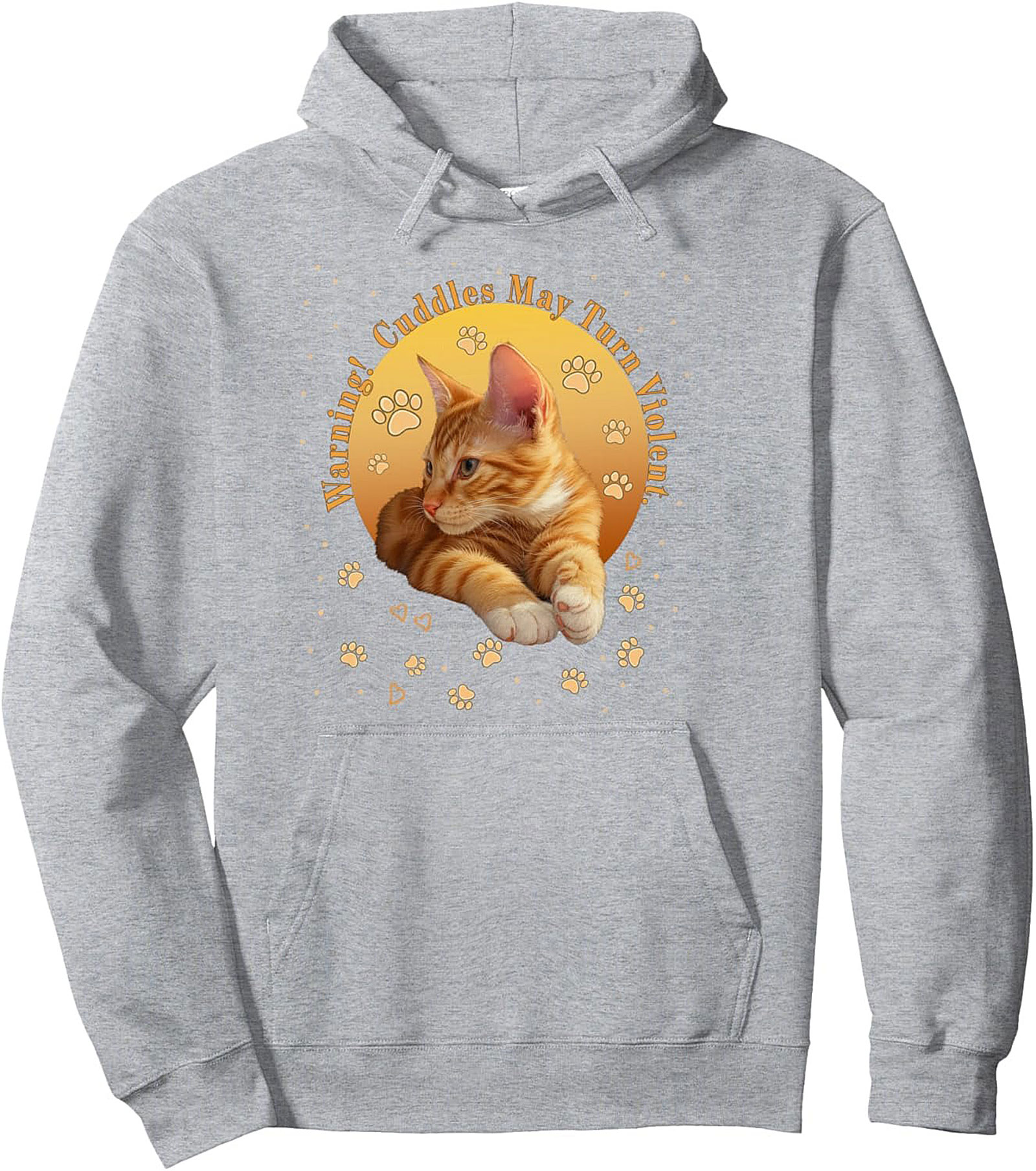 Funny Ginger Cat Graphic Hoodie Cozy Pullover Gift Idea