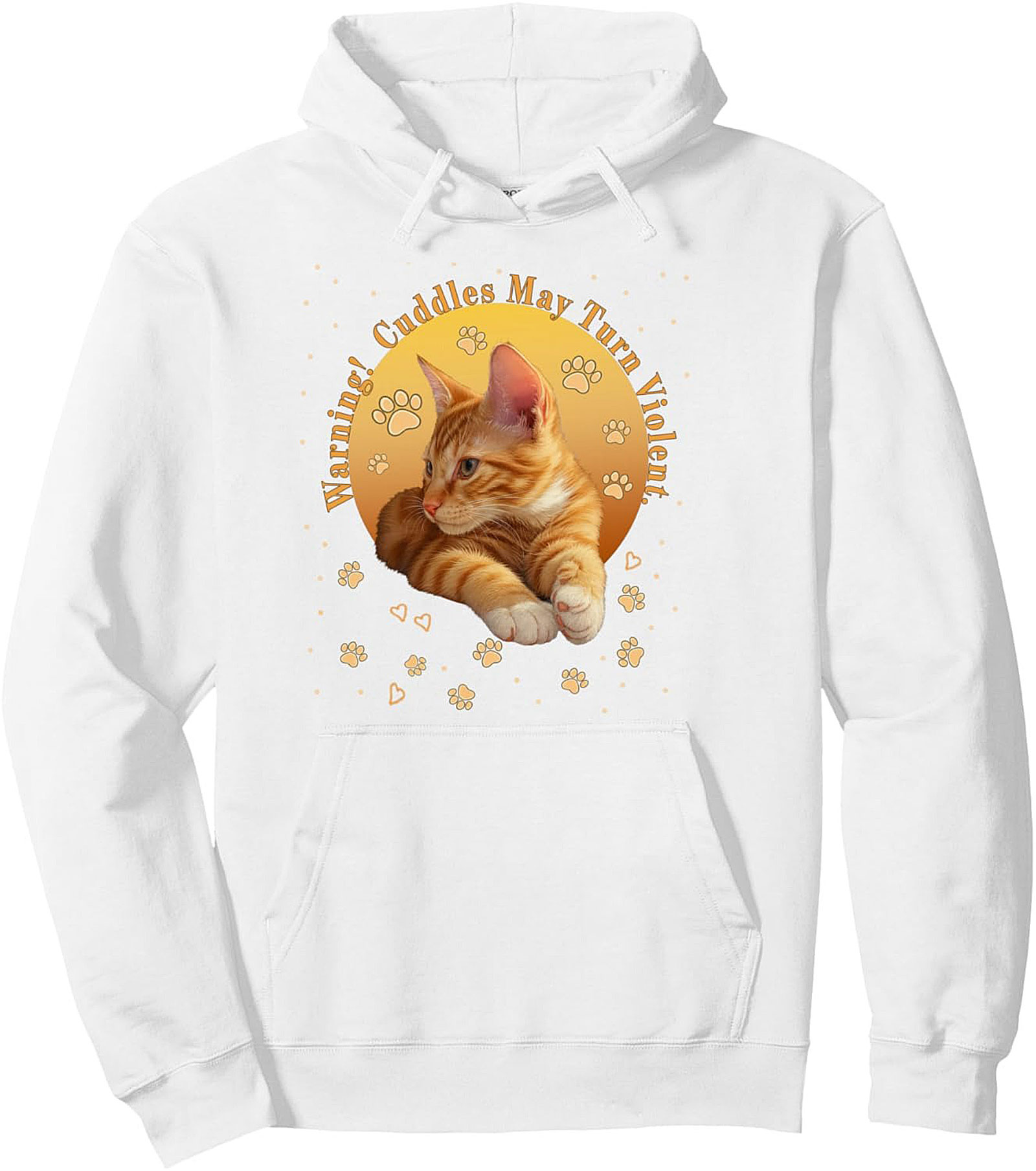 Funny Ginger Cat Graphic Hoodie Cozy Pullover Gift Idea