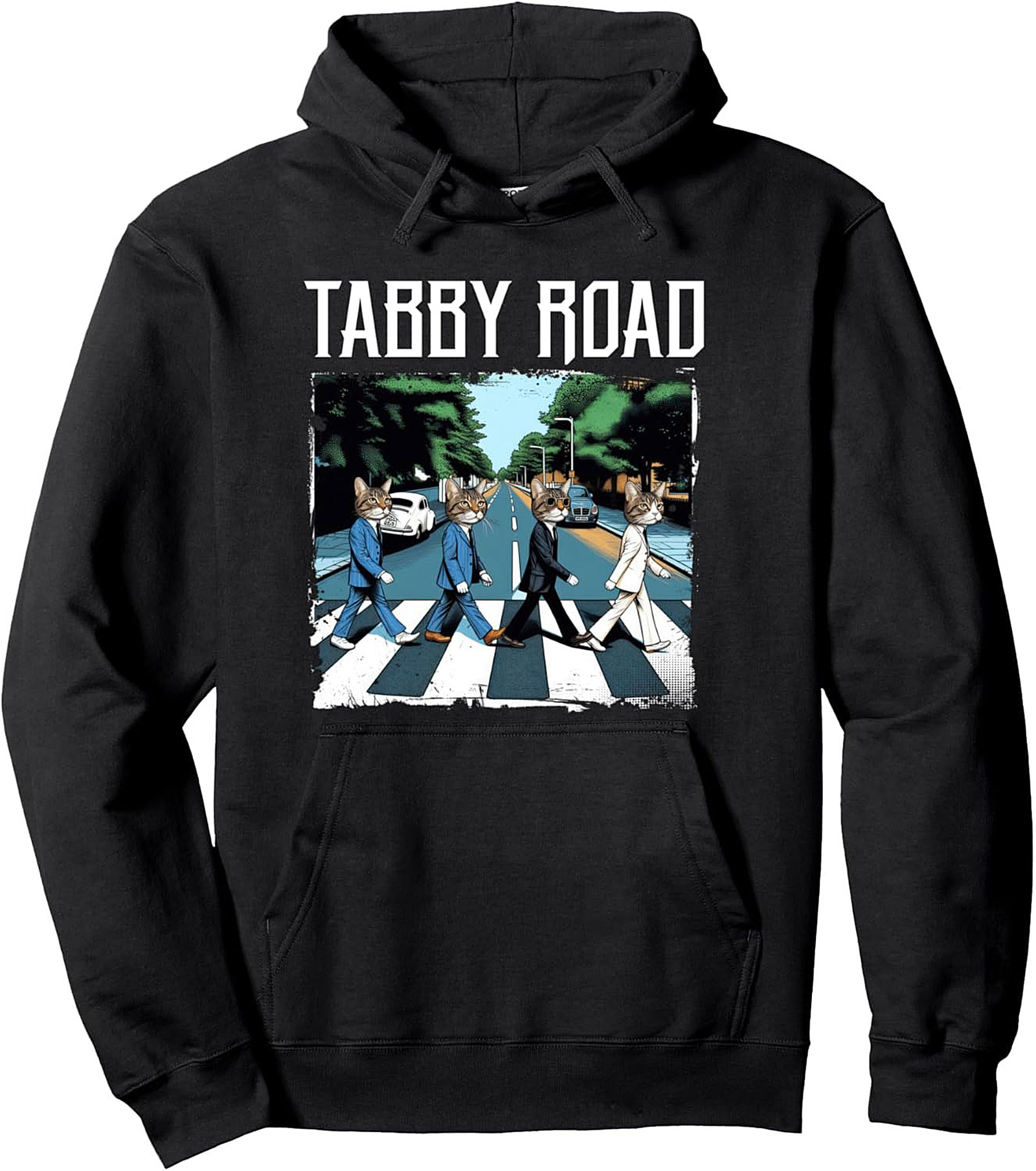 Tabby Road Cat Lover Pullover Hoodie Funny Graphic Hoodie