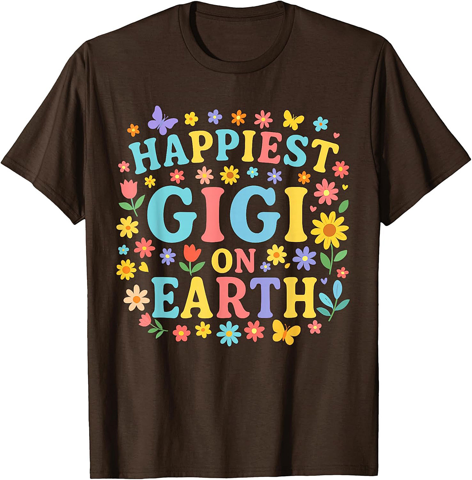 Happiest Gigi On Earth T-shirt Retro Floral Grandma Tee