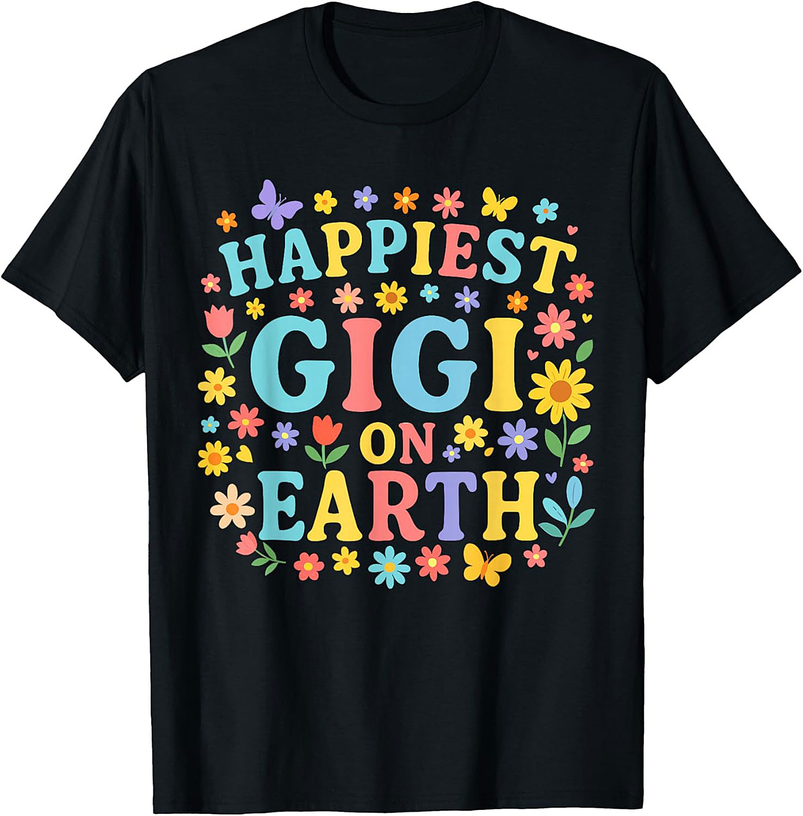 Happiest Gigi On Earth T-shirt Retro Floral Grandma Tee