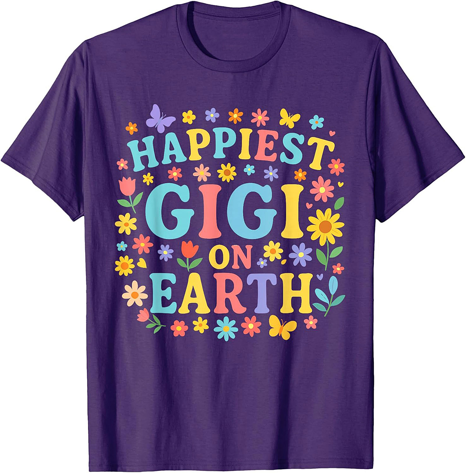 Happiest Gigi On Earth T-shirt Retro Floral Grandma Tee