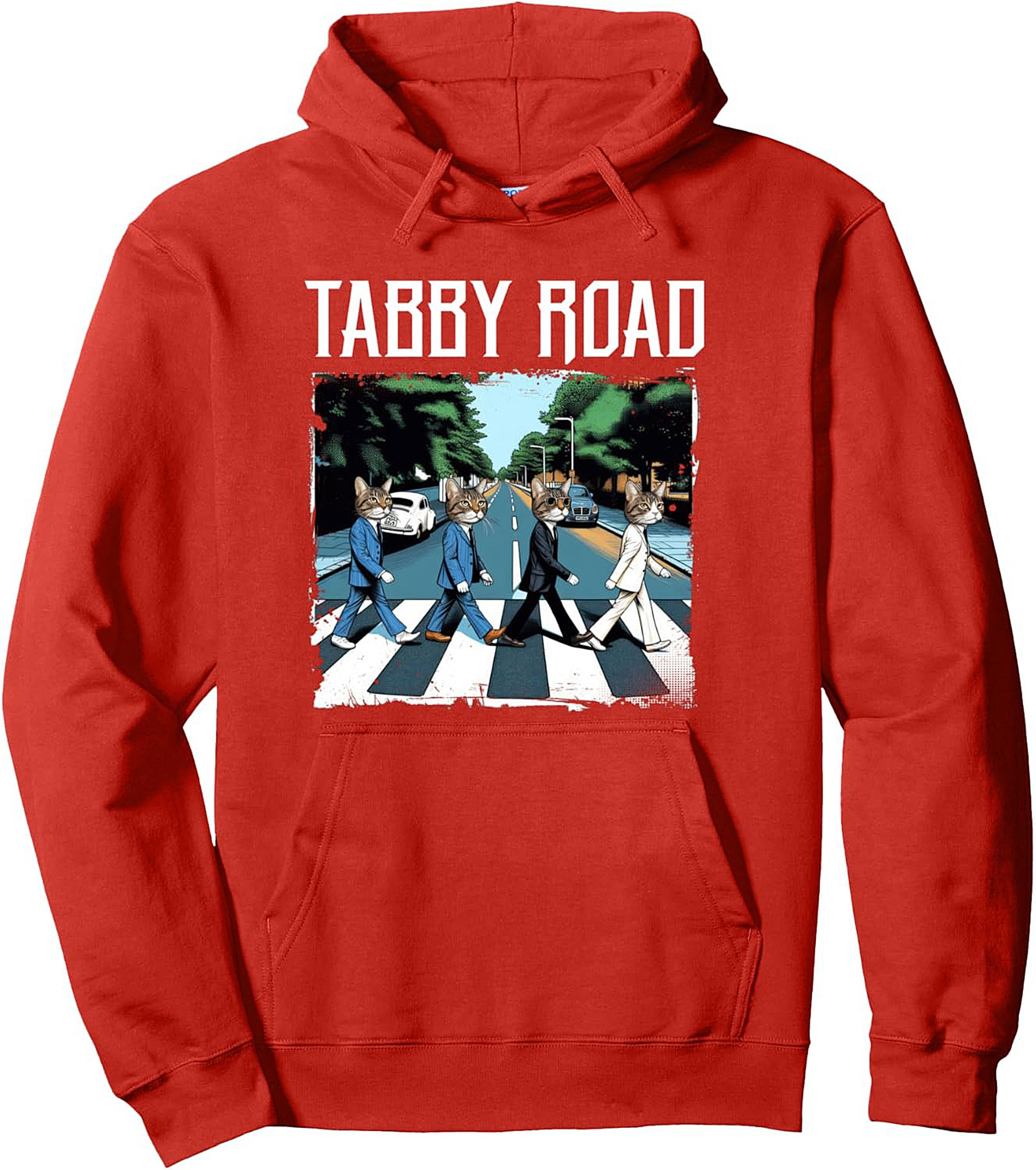 Tabby Road Cat Lover Pullover Hoodie Funny Graphic Hoodie