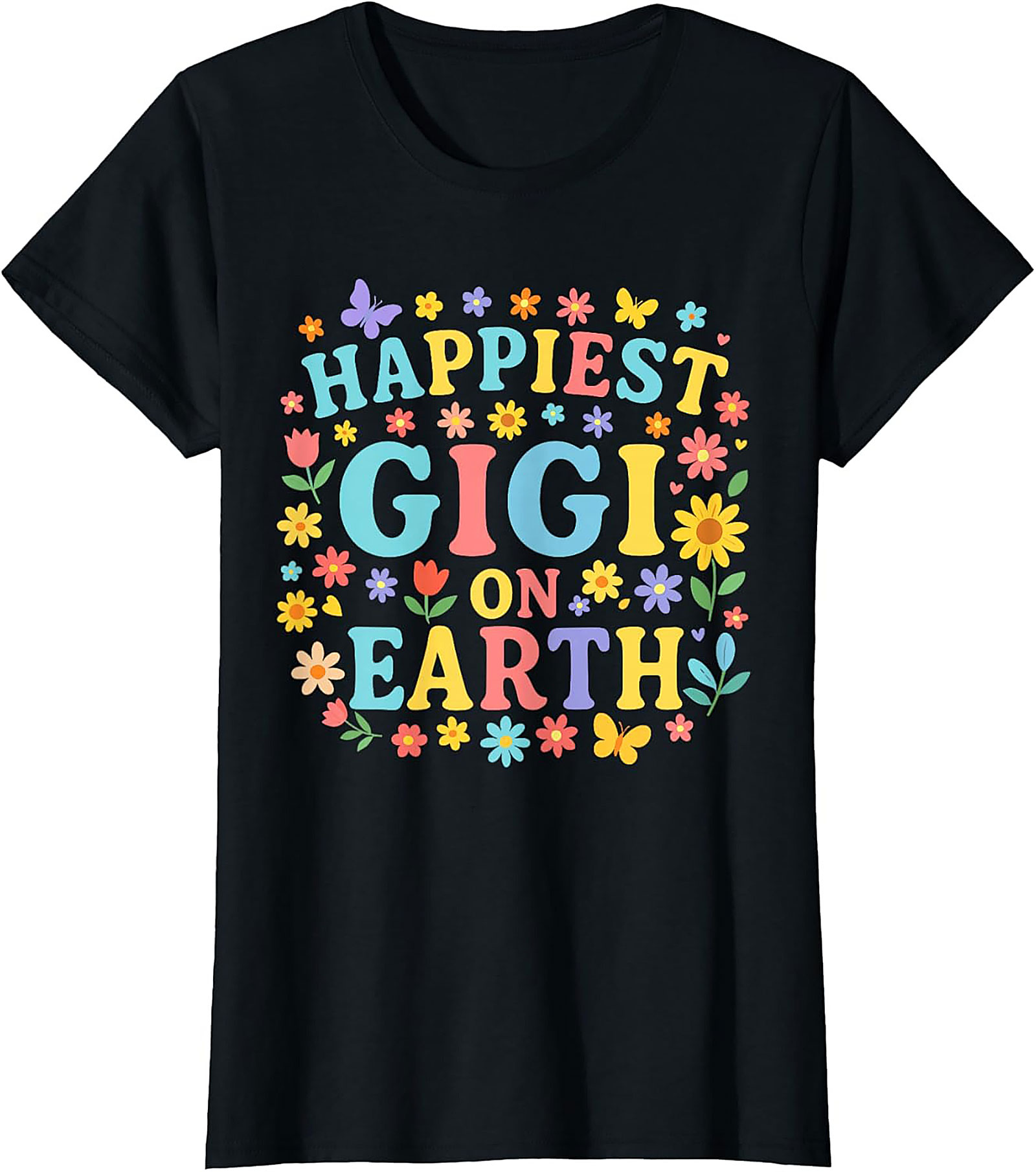 Happiest Gigi On Earth T-shirt Retro Floral Grandma Tee