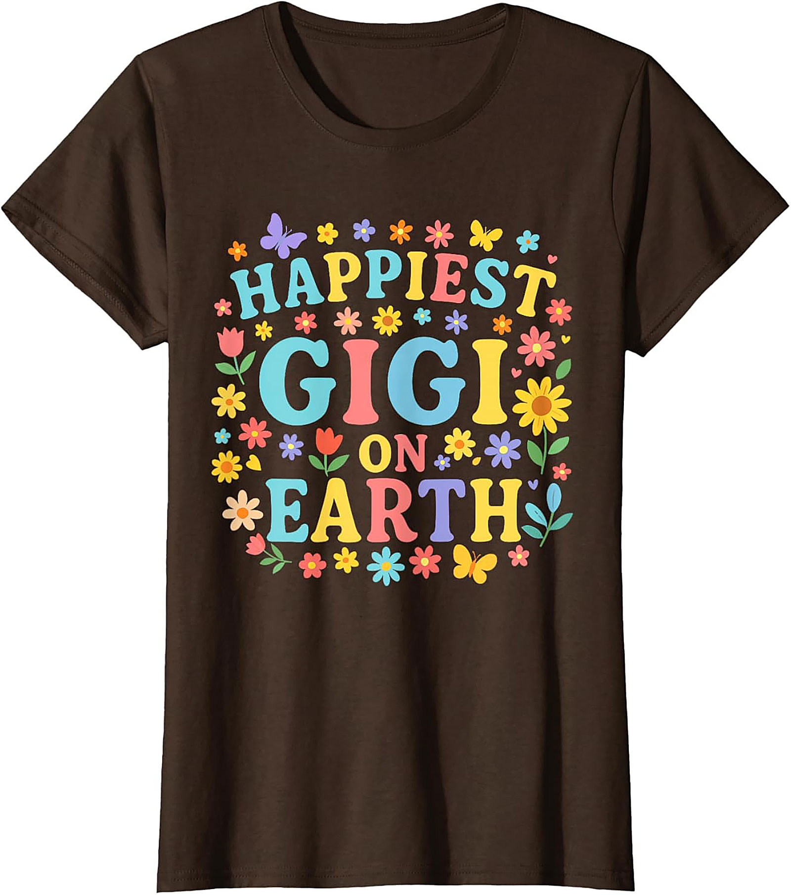 Happiest Gigi On Earth T-shirt Retro Floral Grandma Tee