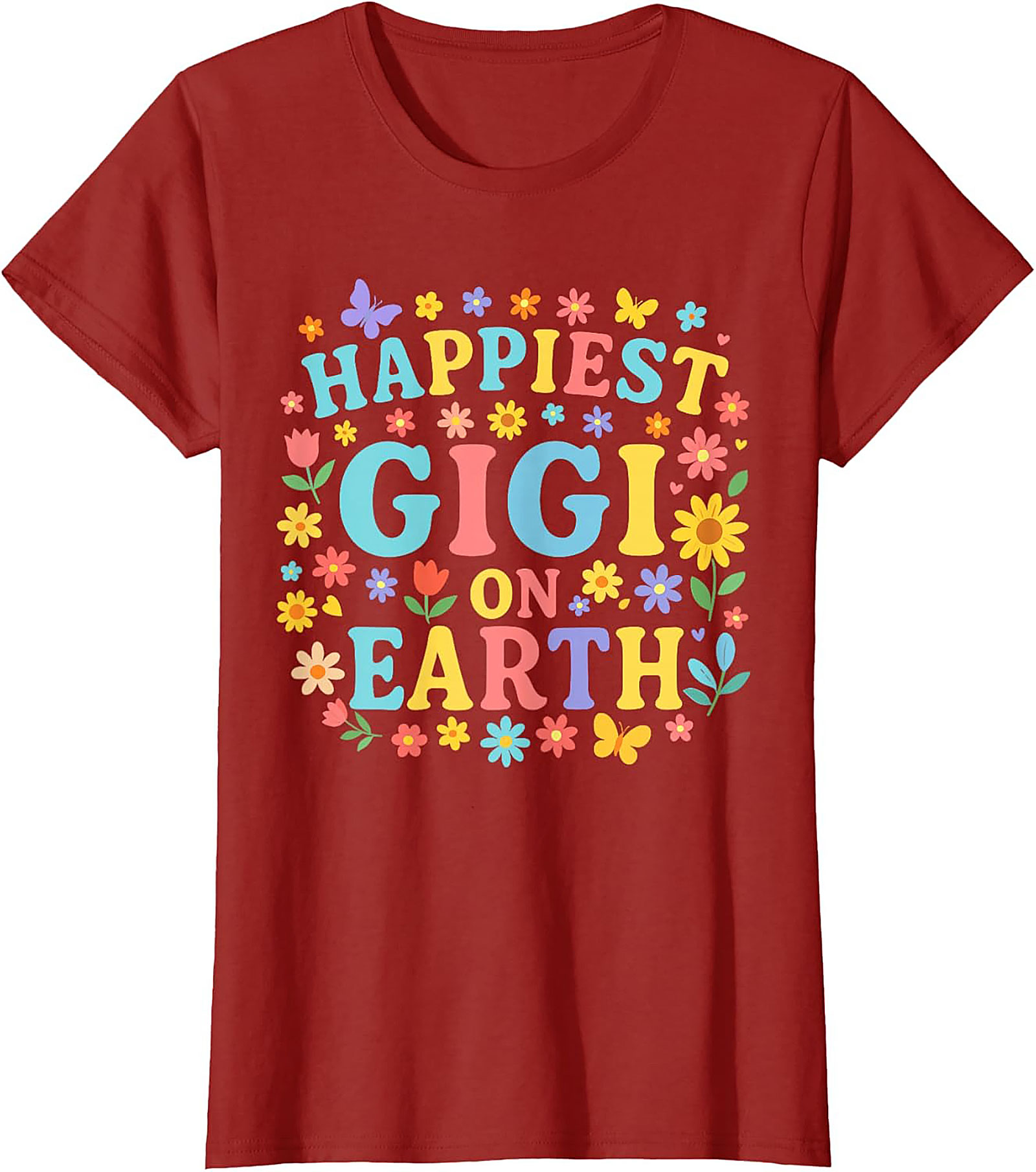 Happiest Gigi On Earth T-shirt Retro Floral Grandma Tee