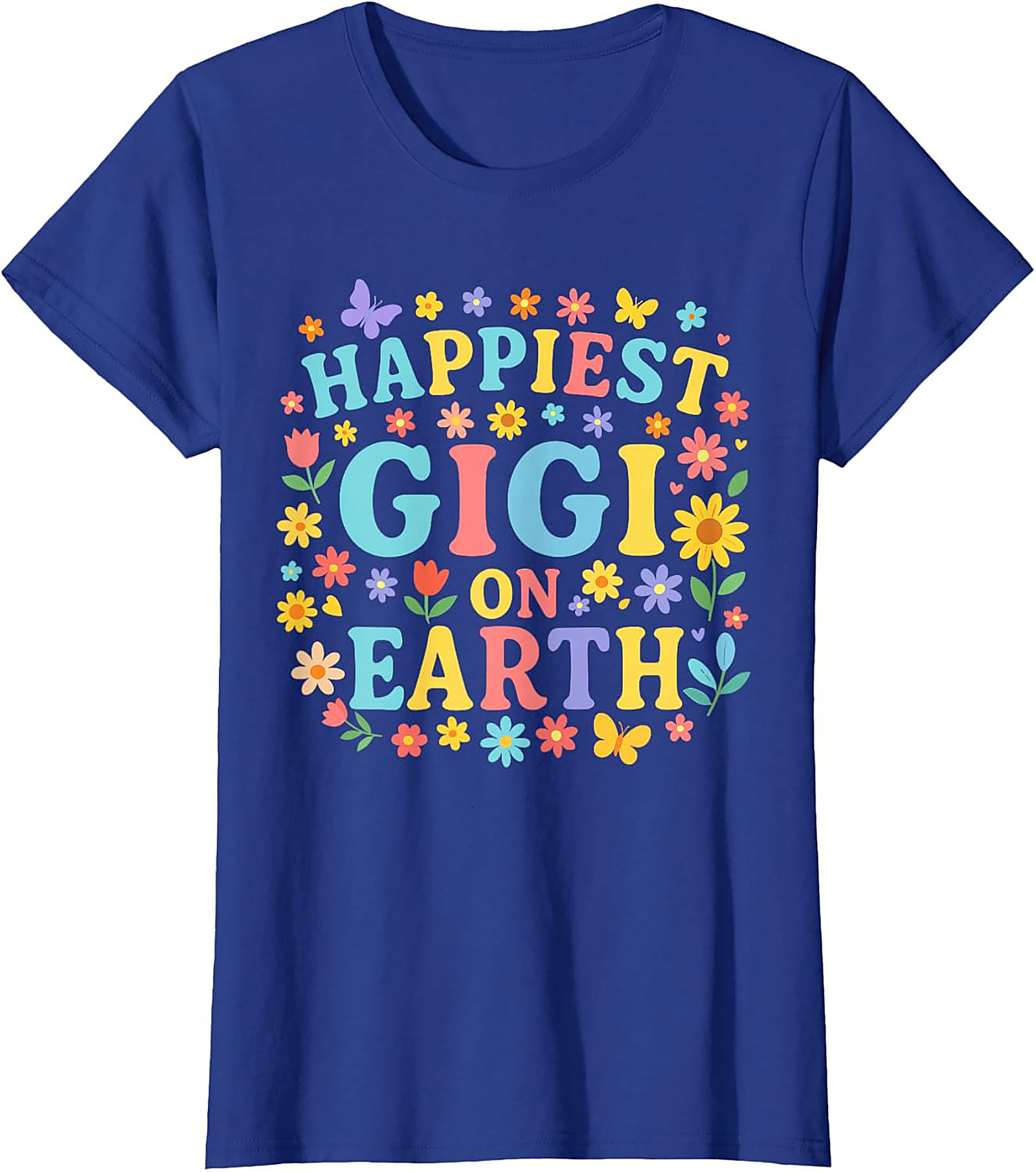 Happiest Gigi On Earth T-shirt Retro Floral Grandma Tee