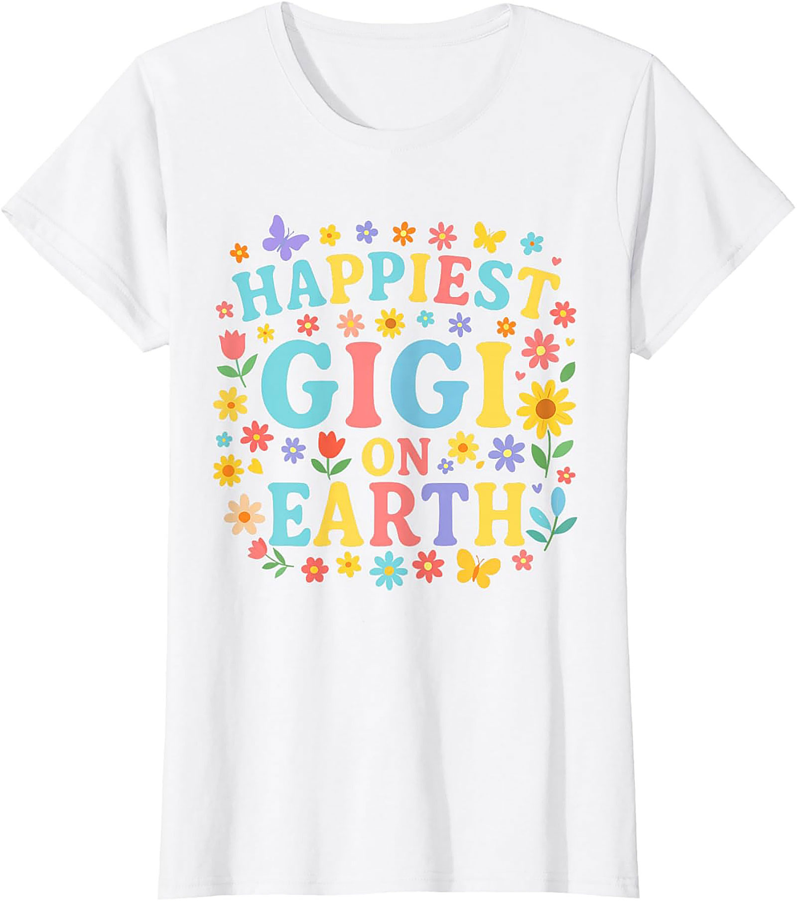 Happiest Gigi On Earth T-shirt Retro Floral Grandma Tee