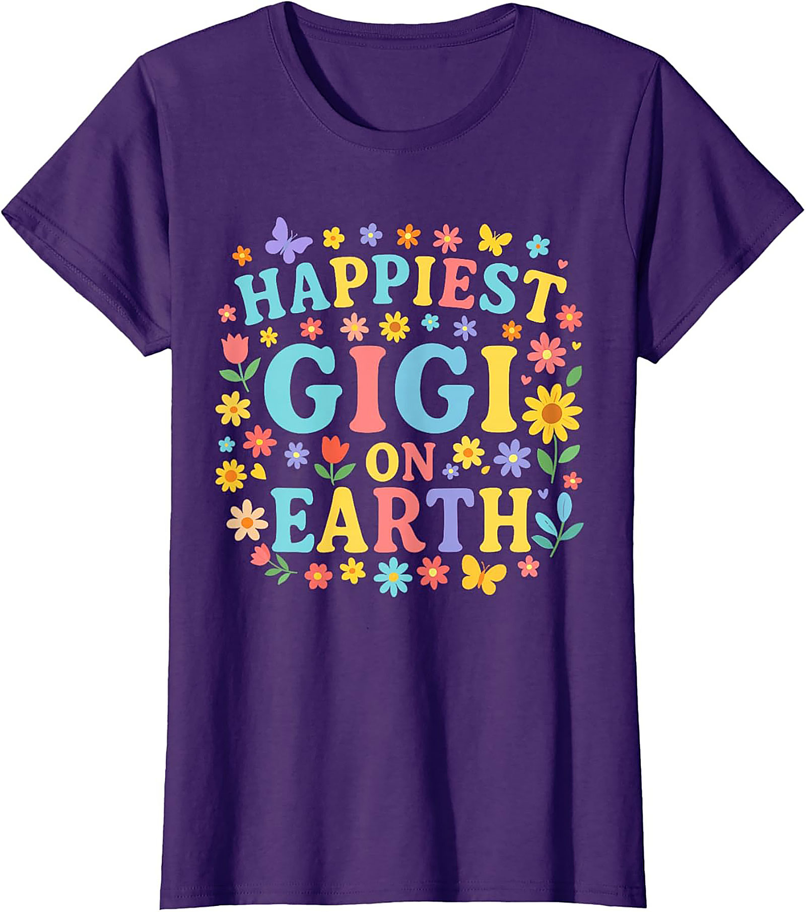 Happiest Gigi On Earth T-shirt Retro Floral Grandma Tee