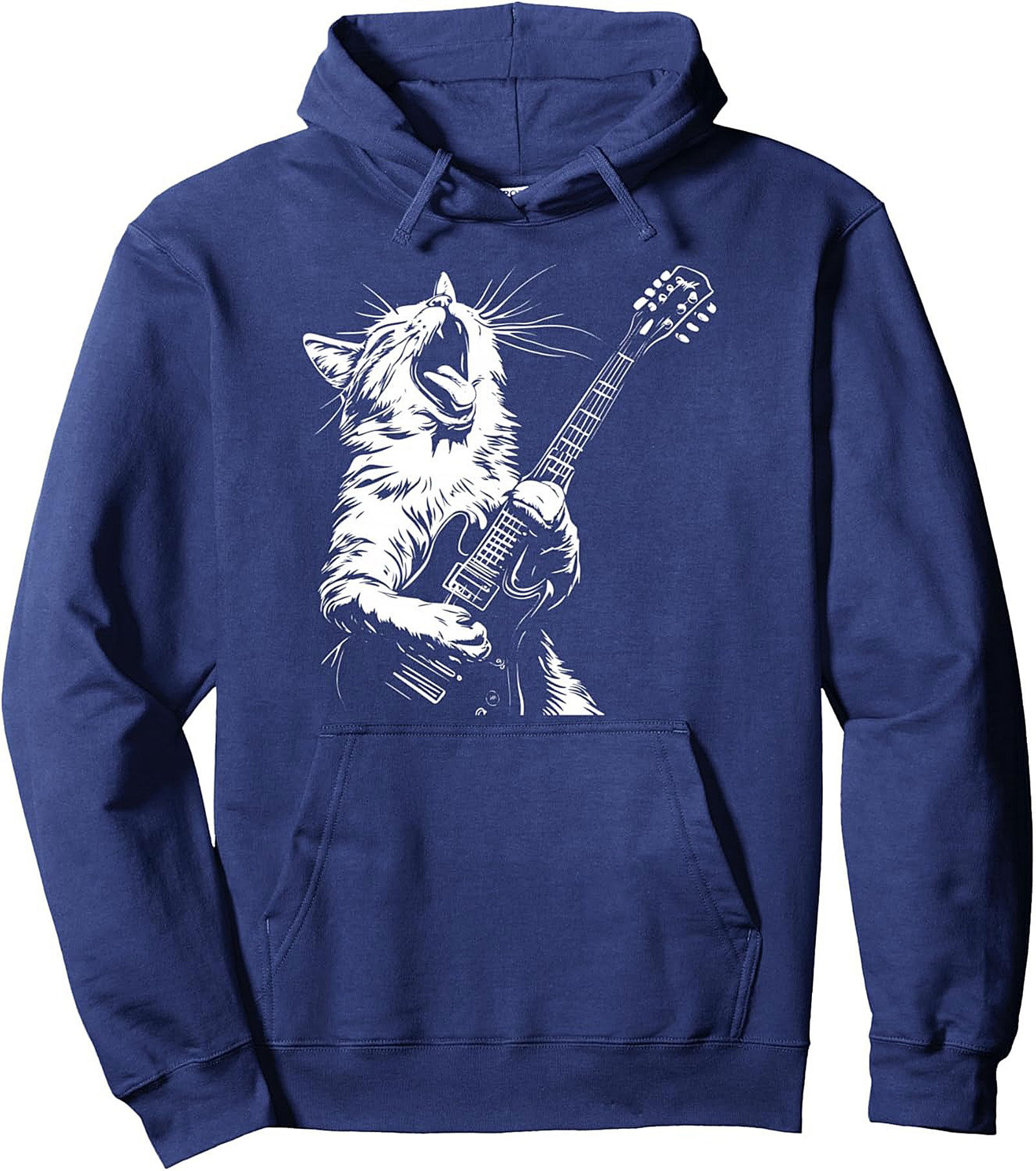 Rock Cat Pullover Hoodie Shredding Cat Graphic Unisex Fit