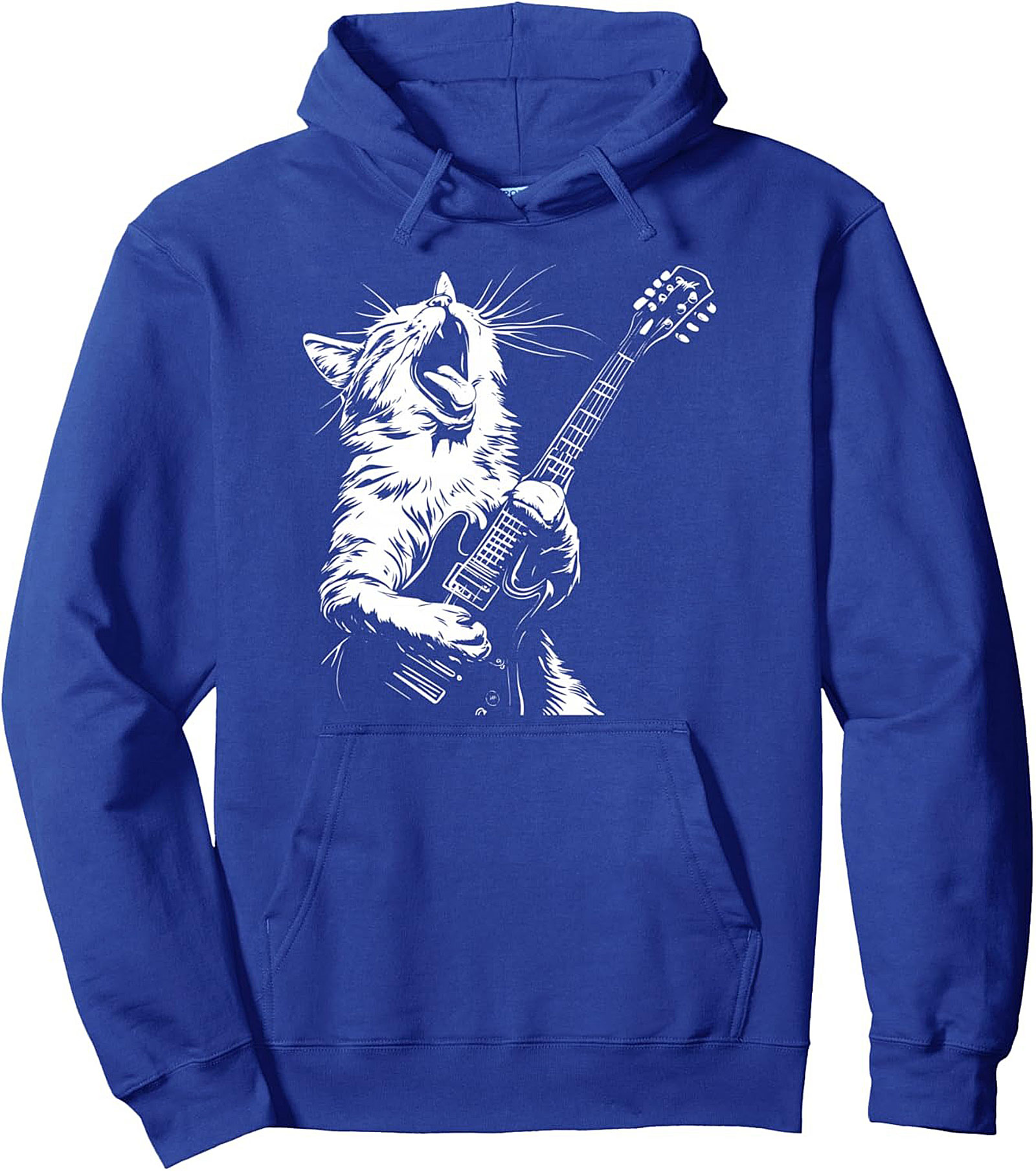 Rock Cat Pullover Hoodie Shredding Cat Graphic Unisex Fit
