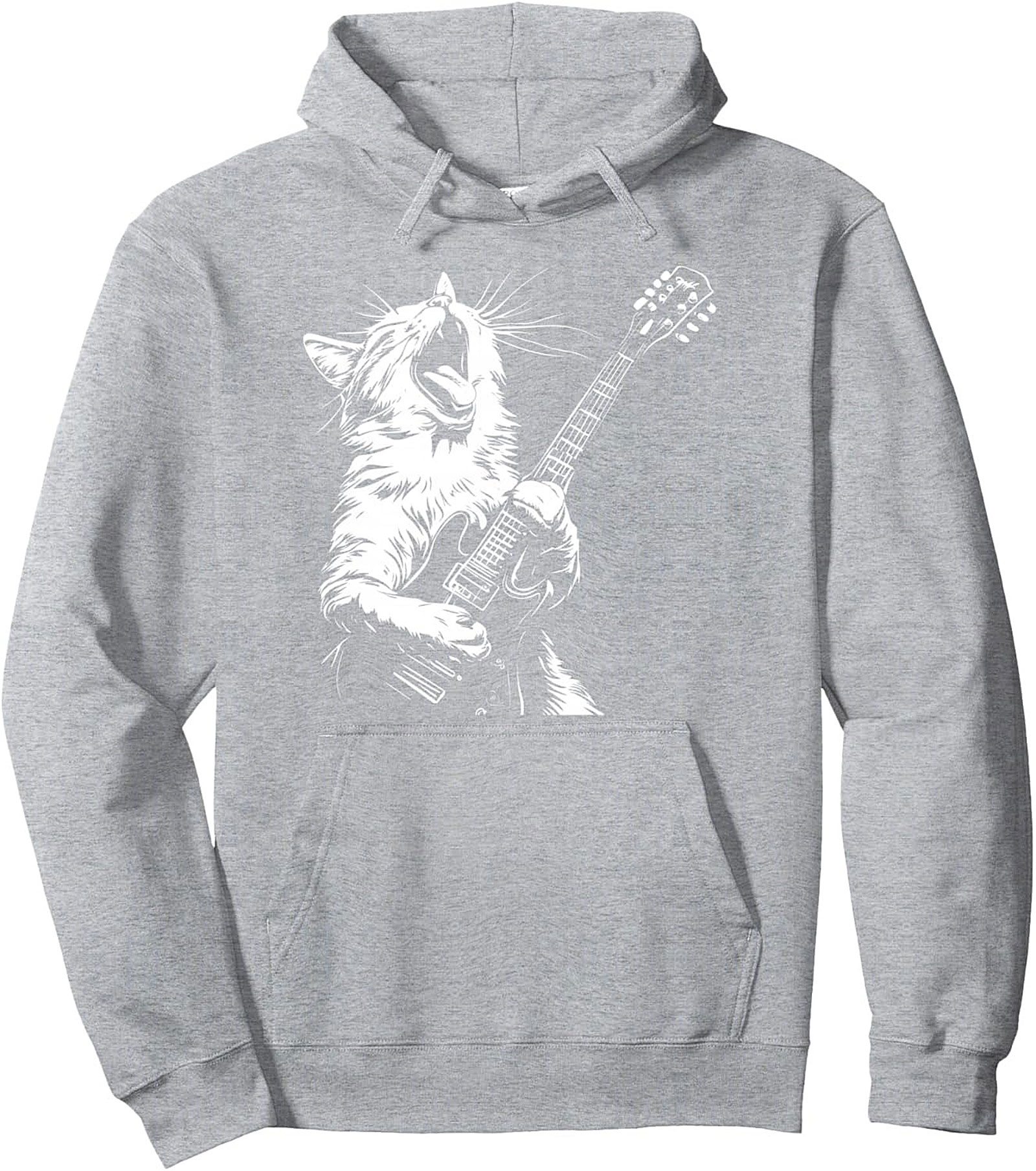 Rock Cat Pullover Hoodie Shredding Cat Graphic Unisex Fit