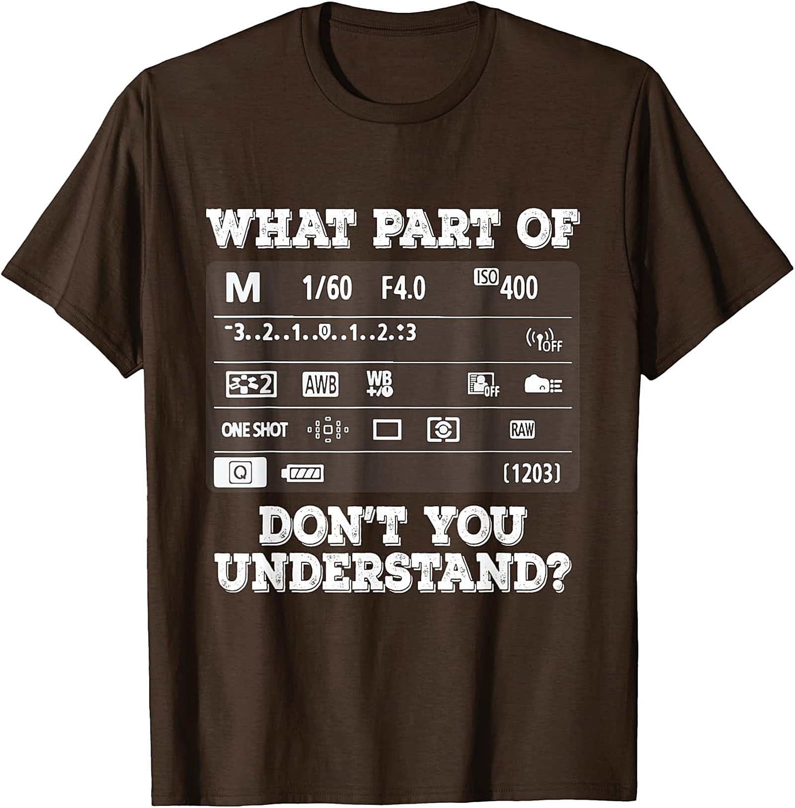 Manual Mode Mystery Photographer Graphic Tee | Funny Shirt