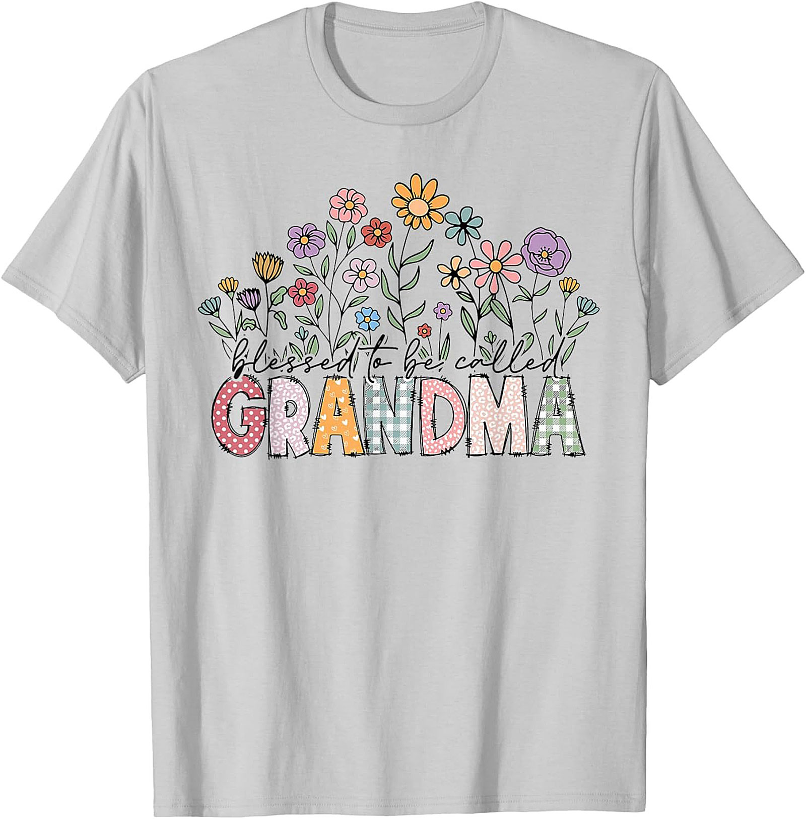 Blessed Grandma Floral Graphic Tee Soft Cotton Gift Shirt