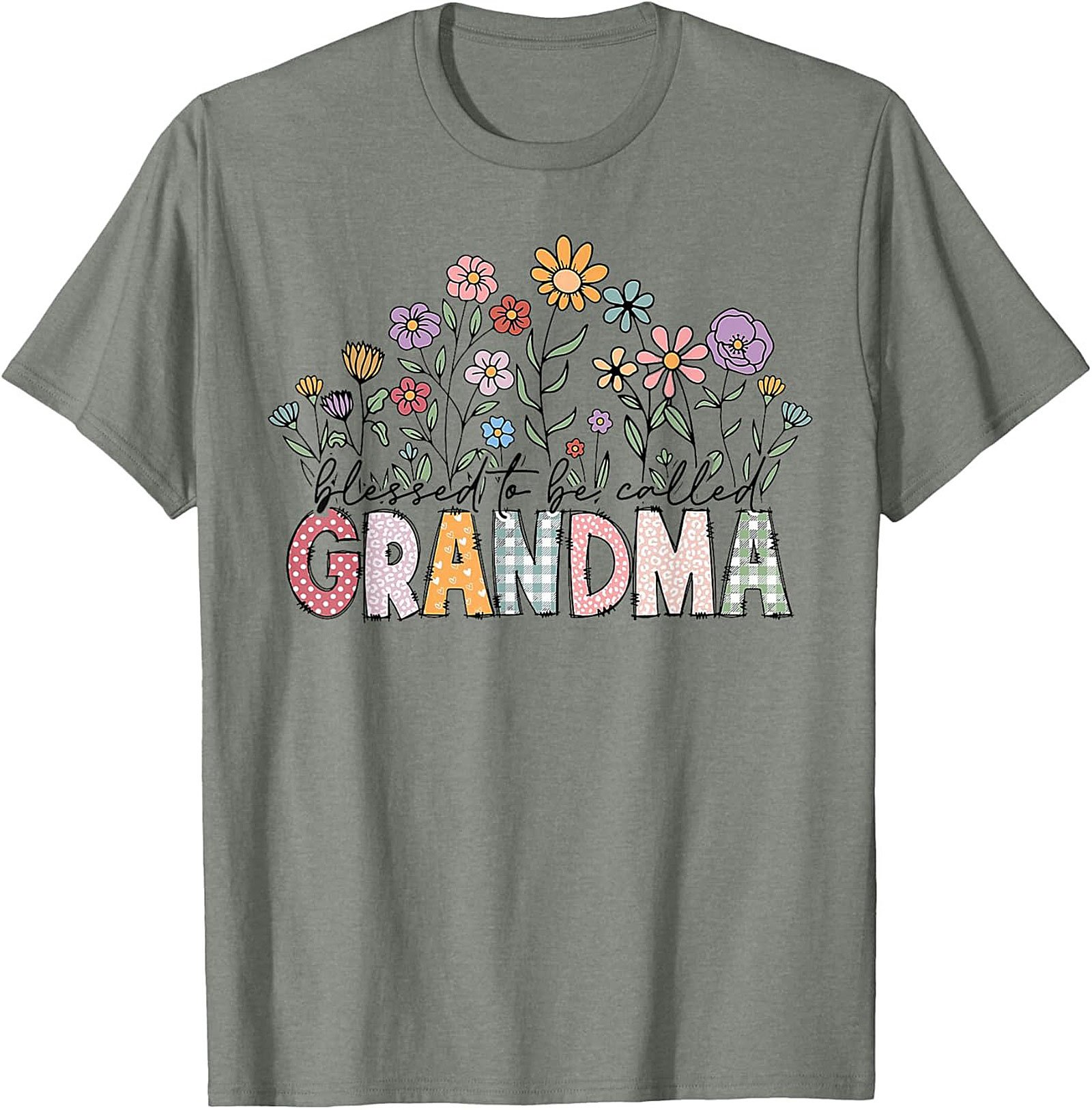 Blessed Grandma Floral Graphic Tee Soft Cotton Gift Shirt