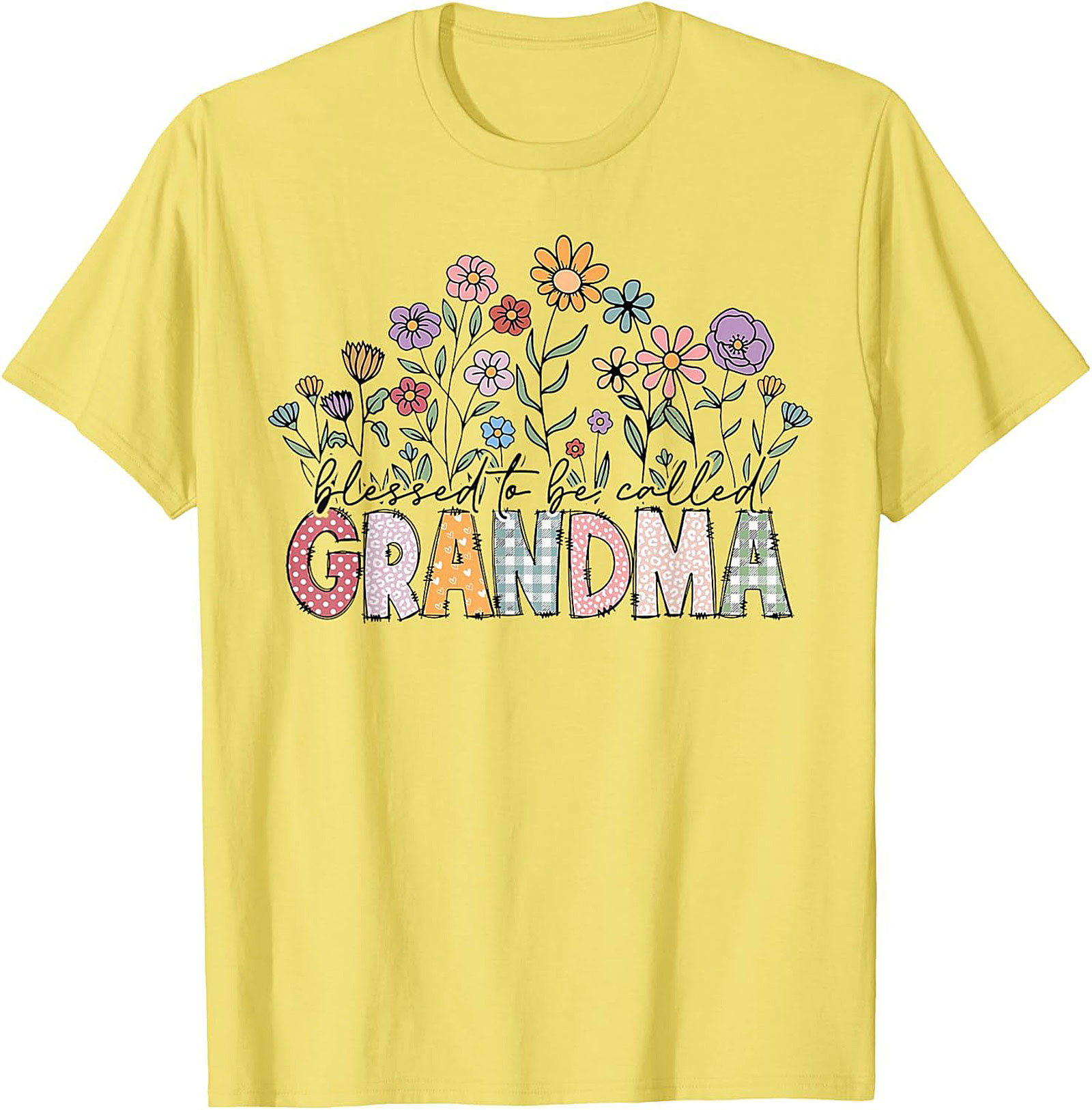 Blessed Grandma Floral Graphic Tee Soft Cotton Gift Shirt
