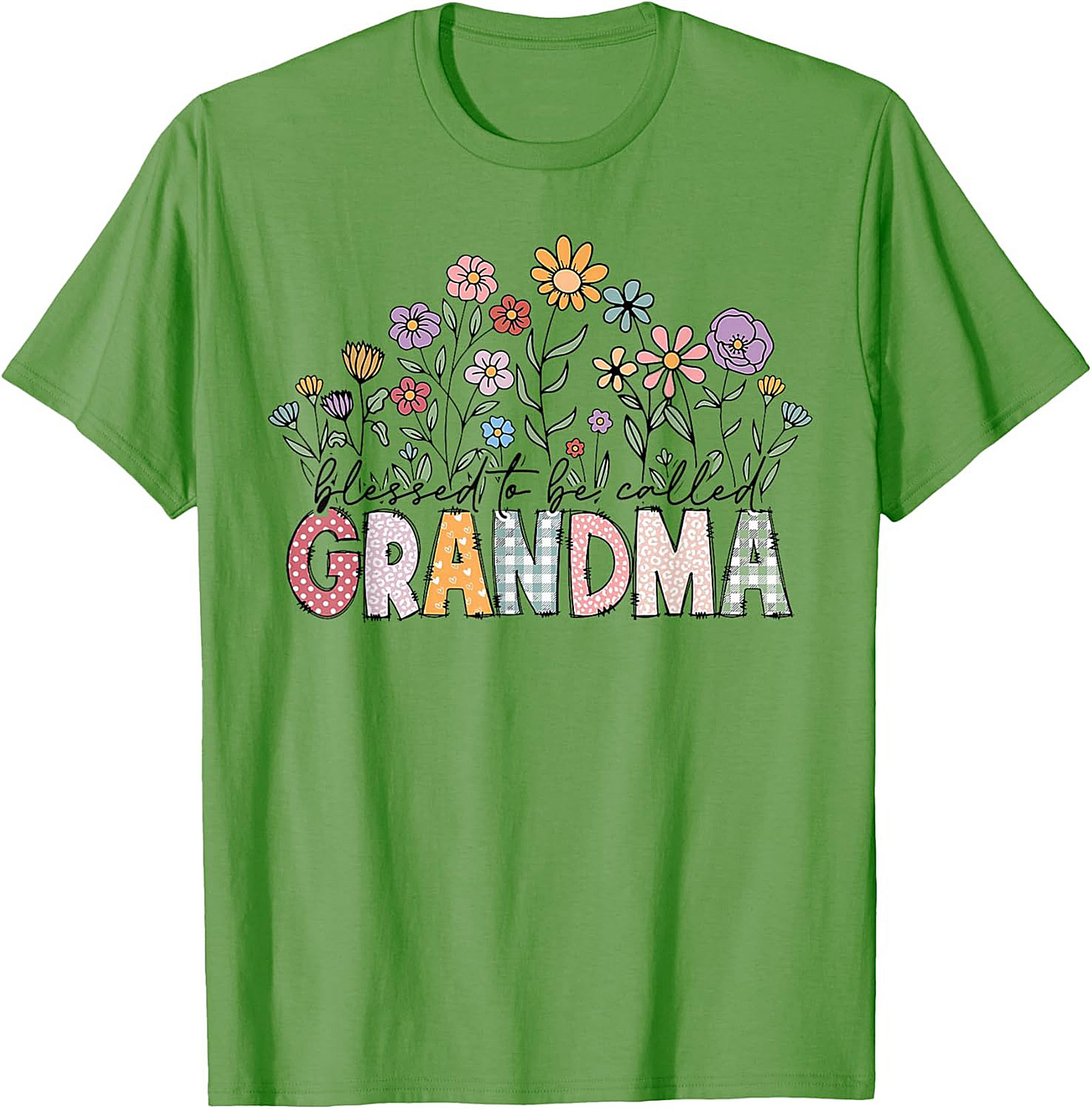 Blessed Grandma Floral Graphic Tee Soft Cotton Gift Shirt