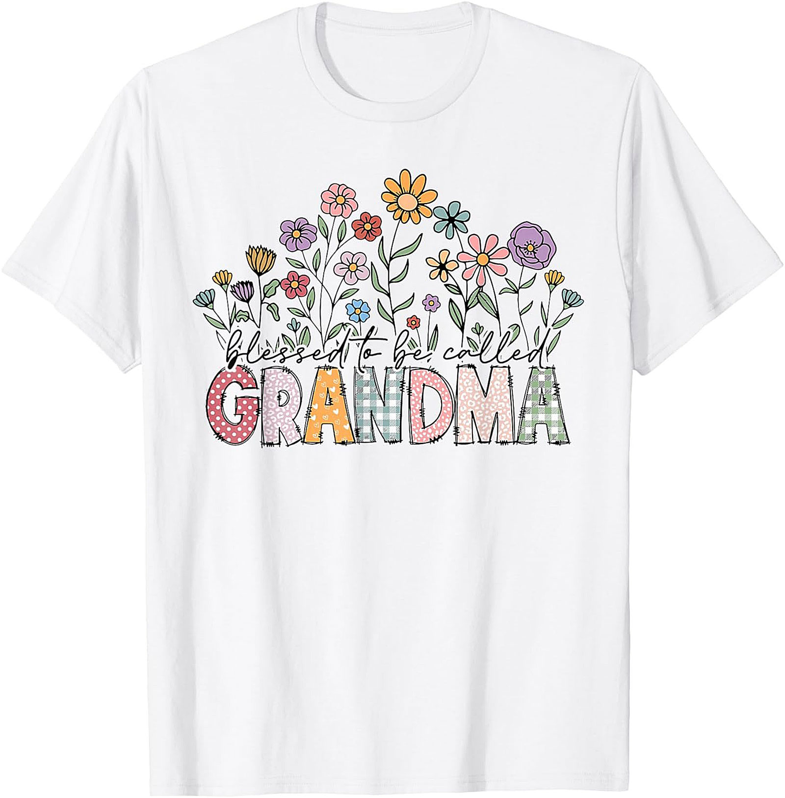 Blessed Grandma Floral Graphic Tee Soft Cotton Gift Shirt