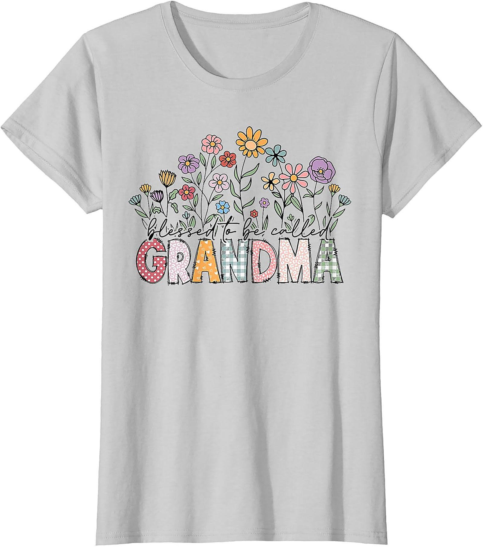 Blessed Grandma Floral Graphic Tee Soft Cotton Gift Shirt
