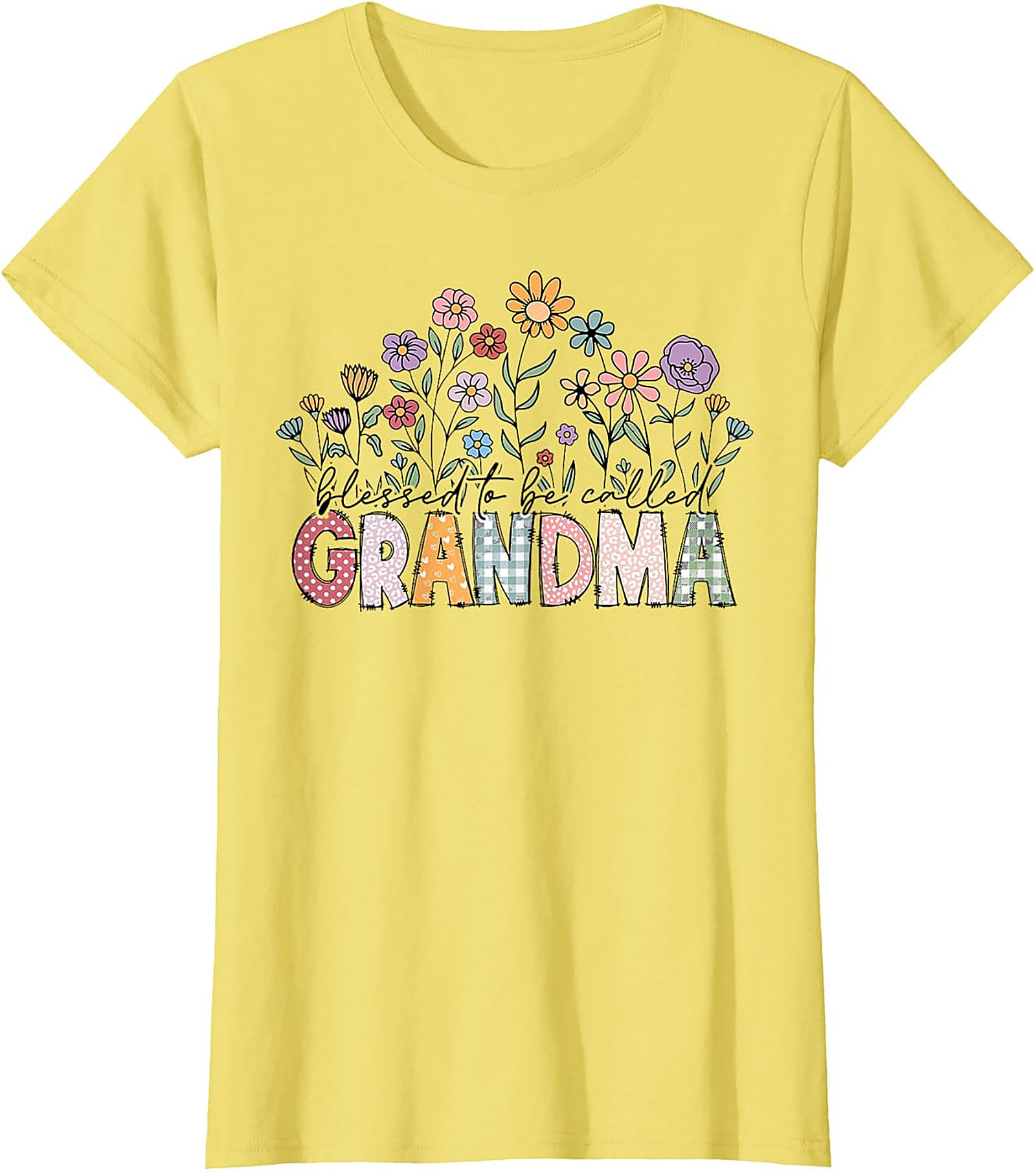 Blessed Grandma Floral Graphic Tee Soft Cotton Gift Shirt