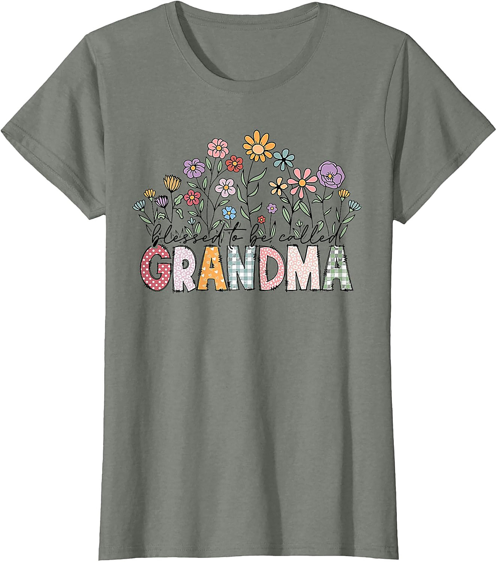 Blessed Grandma Floral Graphic Tee Soft Cotton Gift Shirt