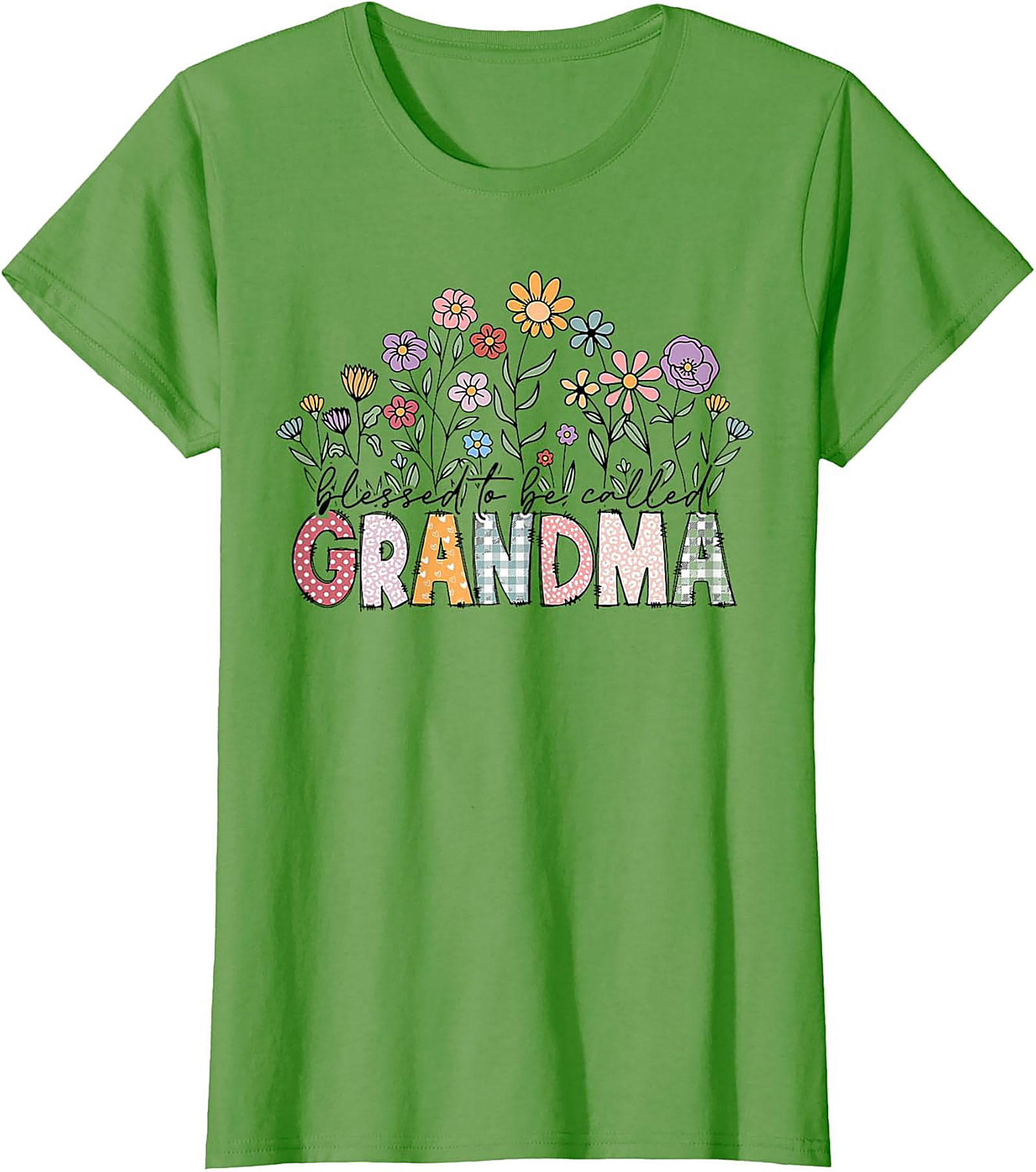 Blessed Grandma Floral Graphic Tee Soft Cotton Gift Shirt