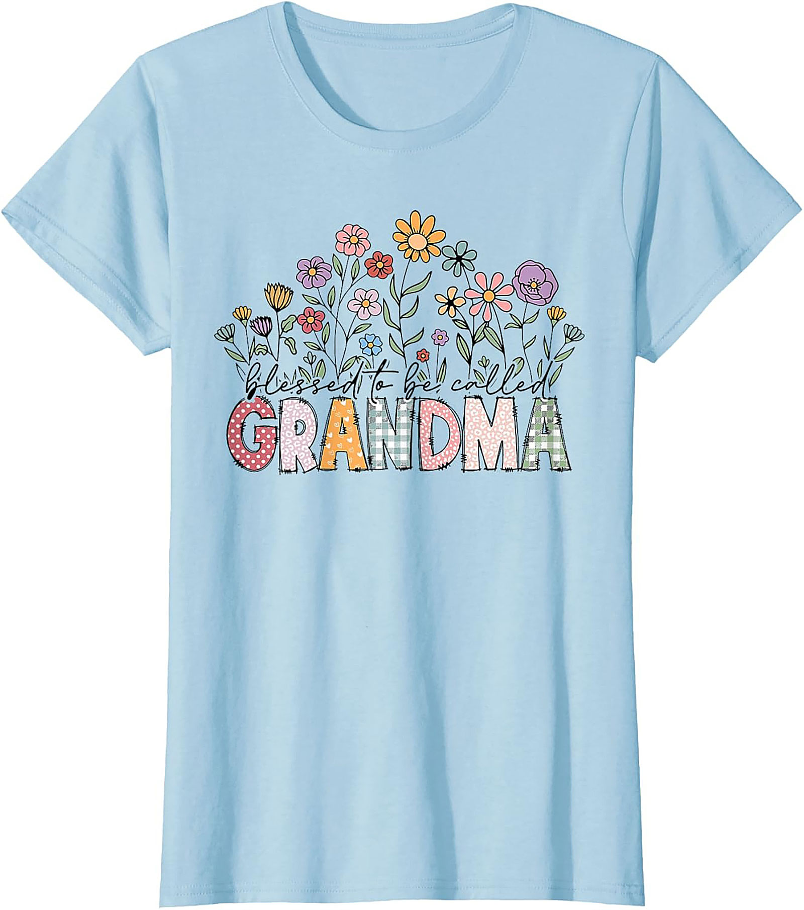 Blessed Grandma Floral Graphic Tee Soft Cotton Gift Shirt