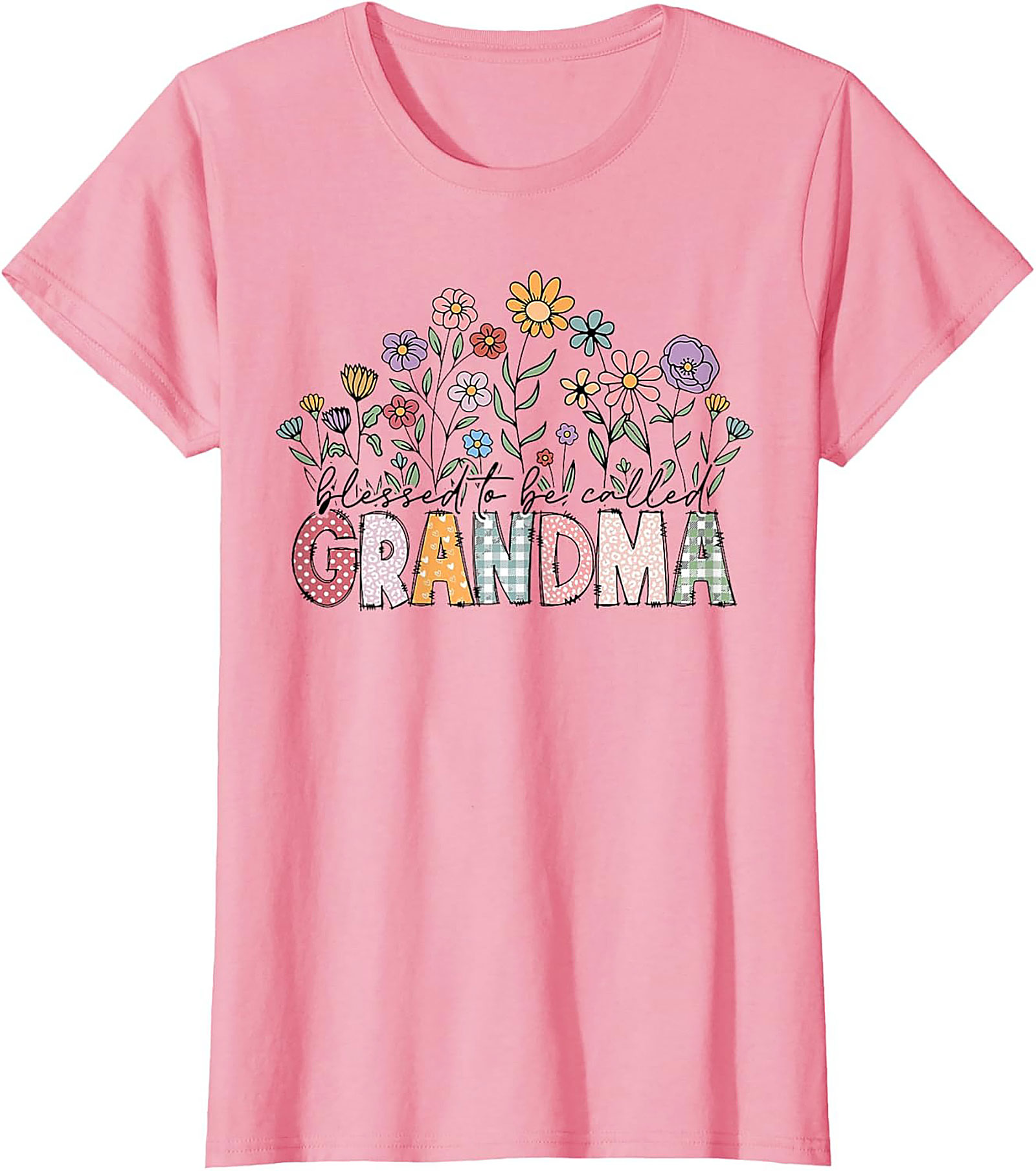 Blessed Grandma Floral Graphic Tee Soft Cotton Gift Shirt