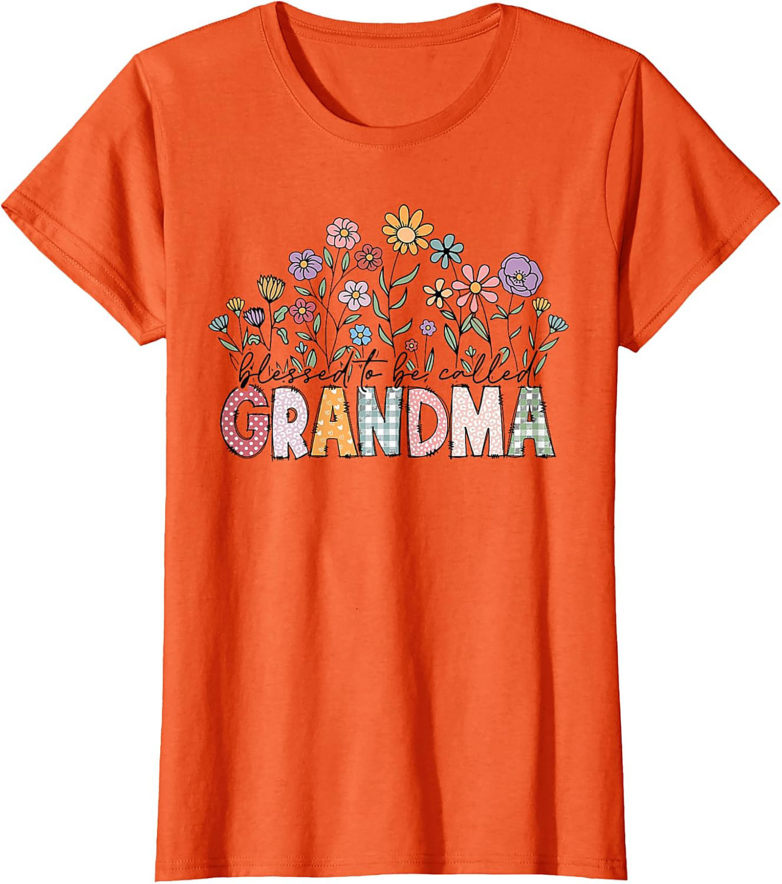 Blessed Grandma Floral Graphic Tee Soft Cotton Gift Shirt