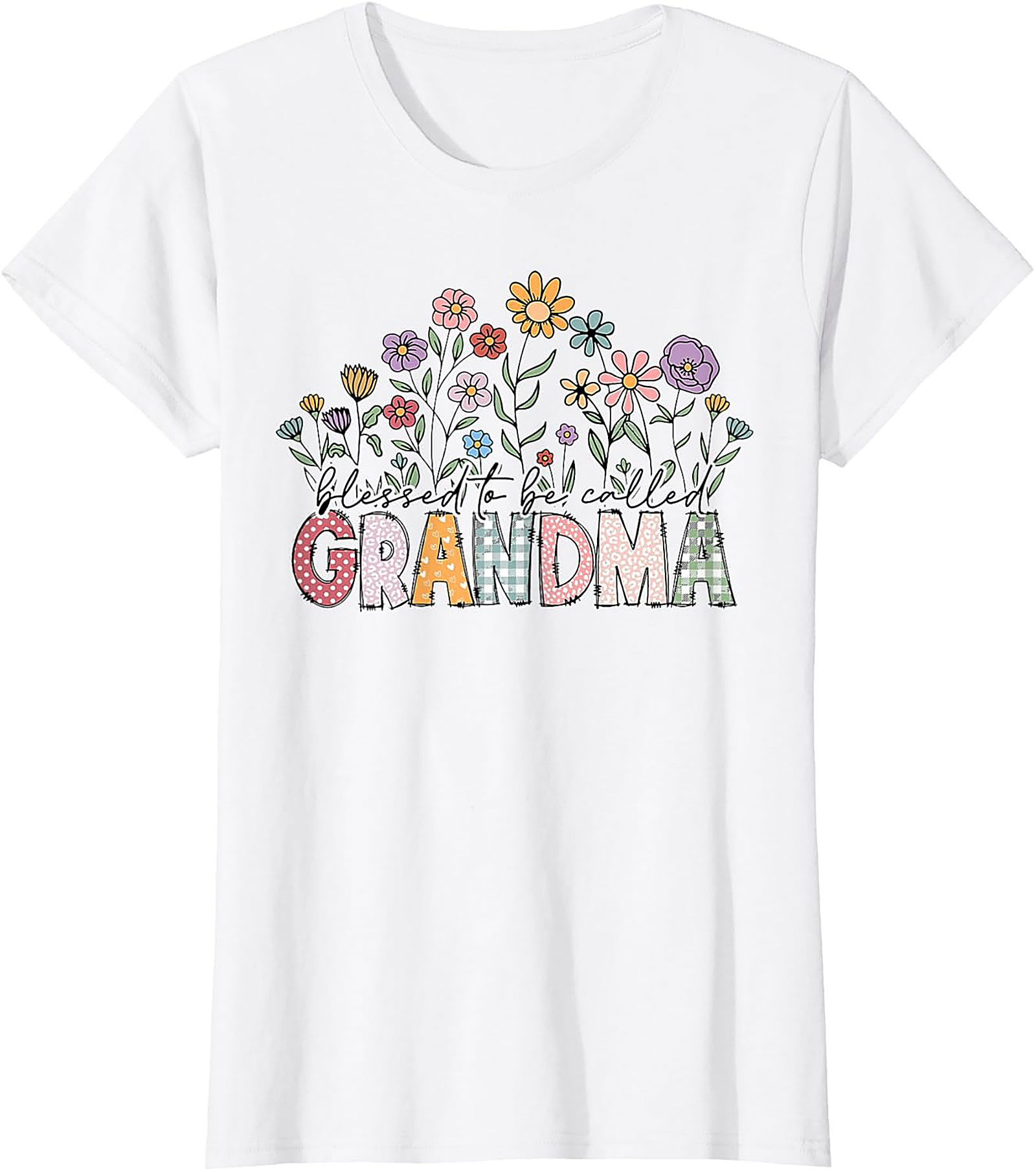 Blessed Grandma Floral Graphic Tee Soft Cotton Gift Shirt